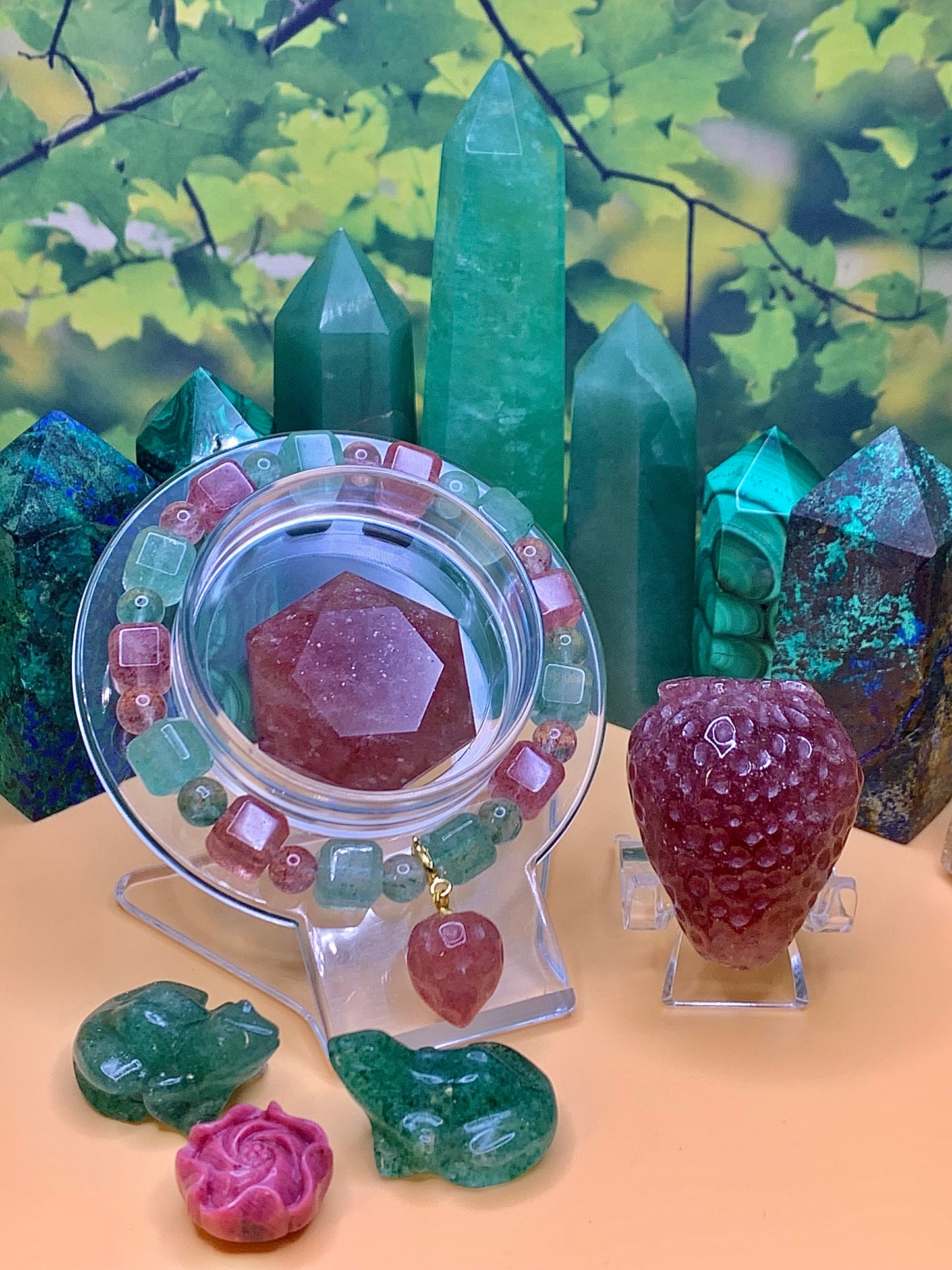 Strawberry Quartz Strawberry 🍓 Bracelet Charm