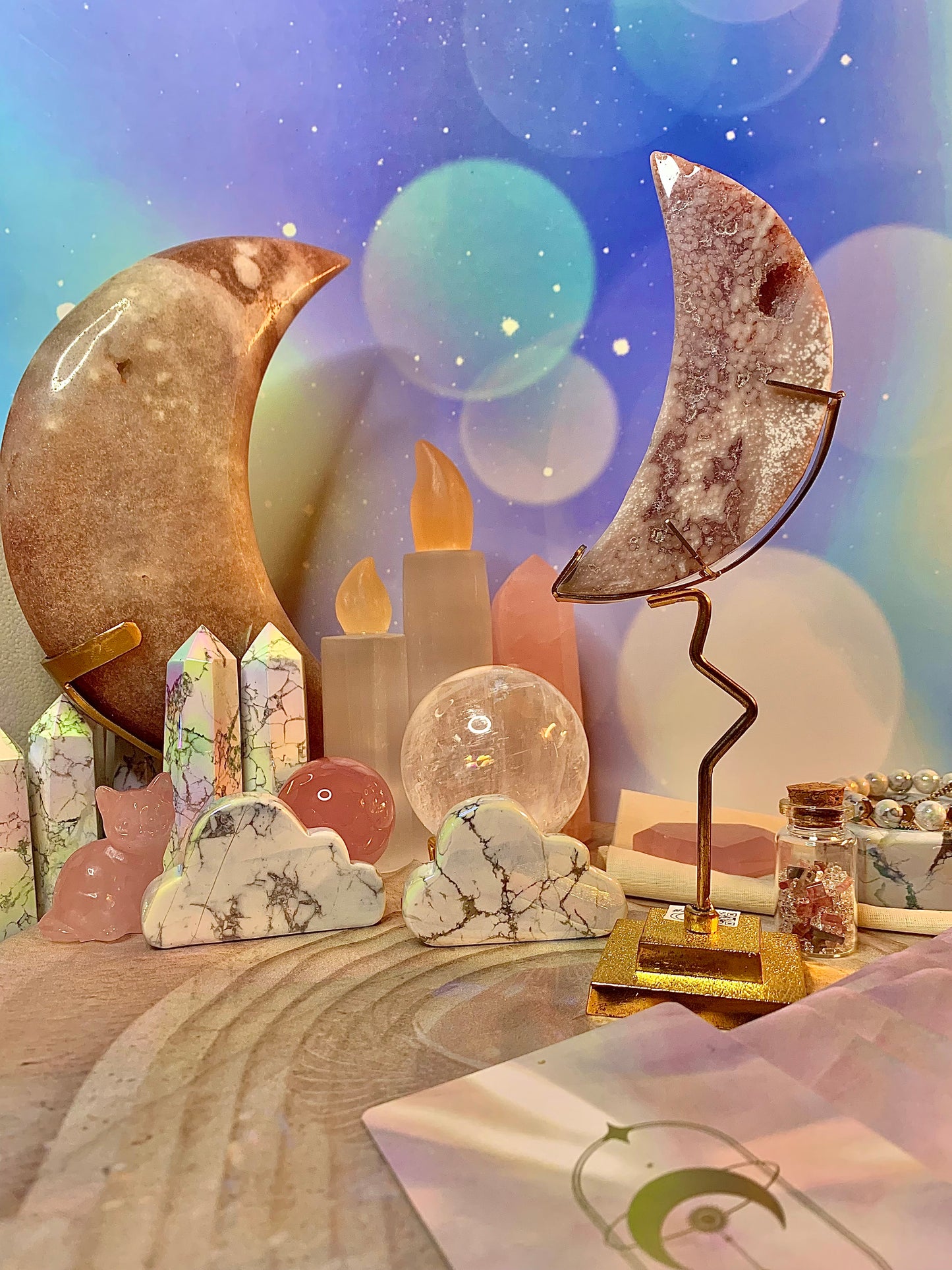 Pink Amethyst Crescent 🌙 Moon on Stand