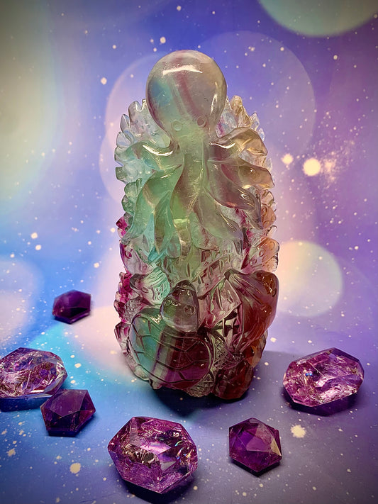 Candy 🍭 Fluorite Sea Turtle 🐢 & Fish 🐟 Scene