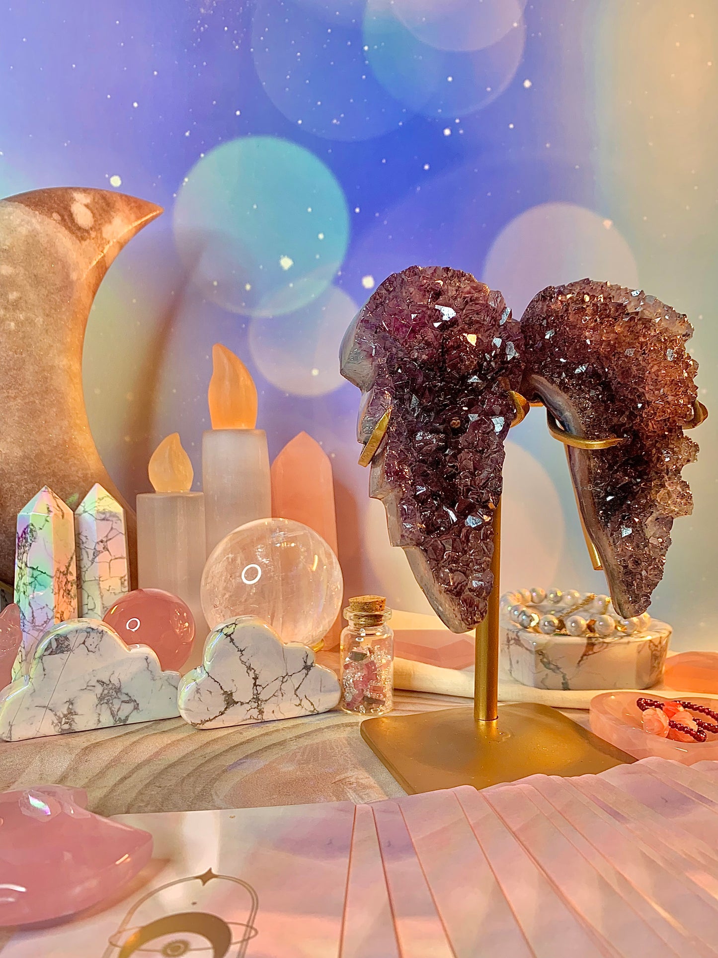 Amethyst Angel Wings on Stand