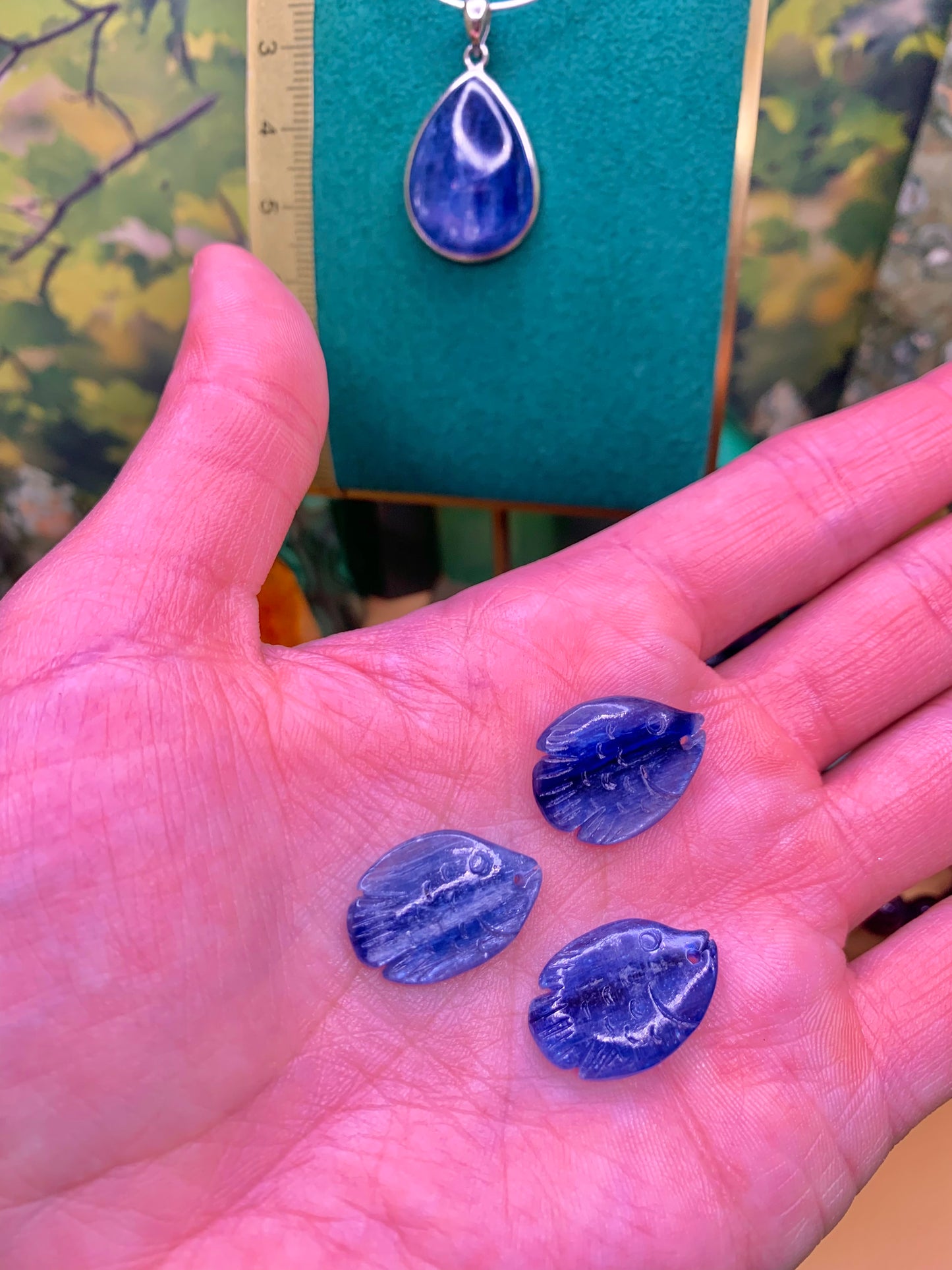 Blue Kyanite Carved Fish Pendant/Charm