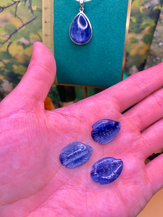 Blue Kyanite Carved Fish Pendant/Charm