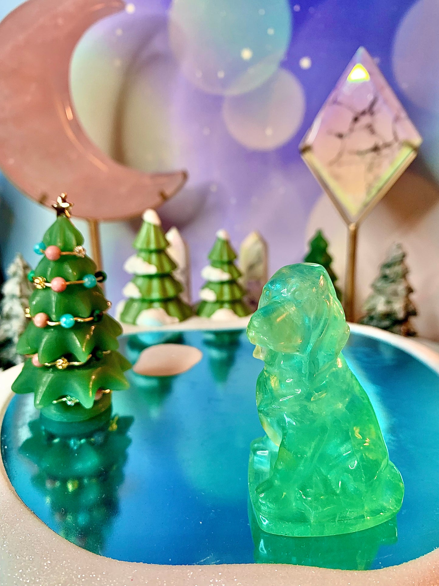 Green Fluorite Dog Carving