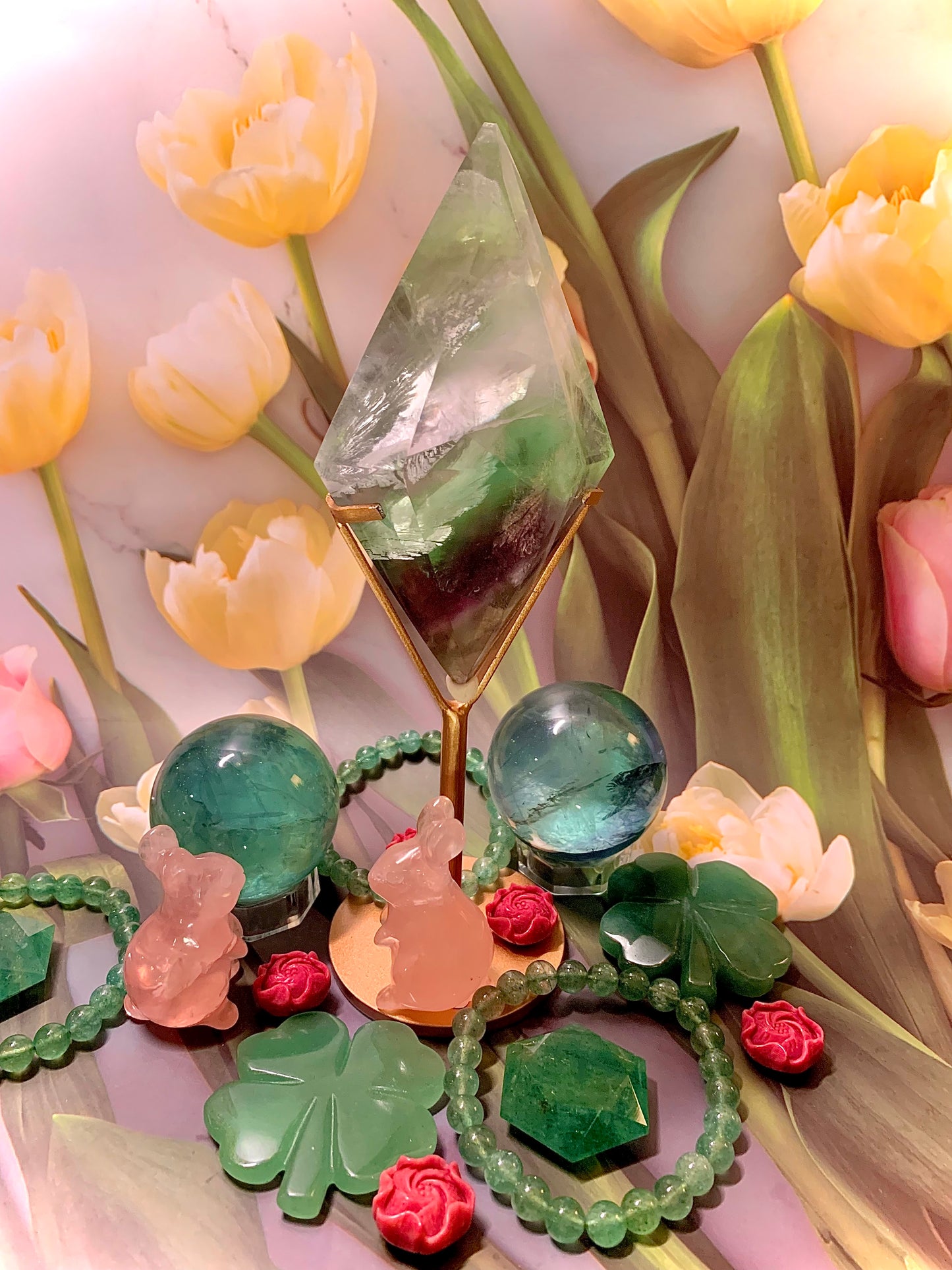 Rainbow Fluorite Diamond 💎 on Stand