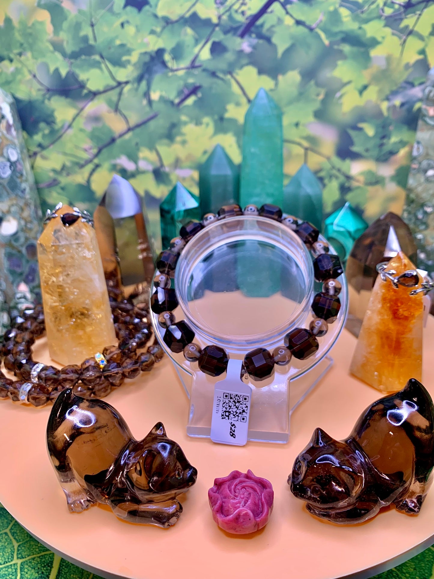 Smoky Quartz Square Bead Bracelet (8-12mm)