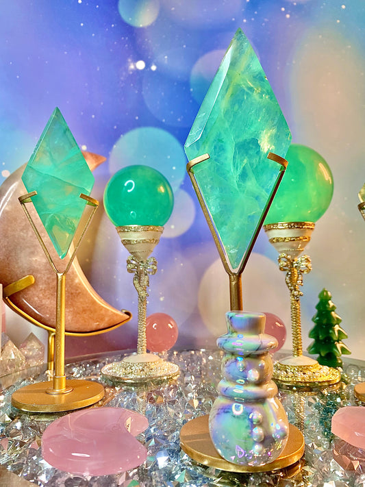 Baja Blast Fluorite Diamond on Stand