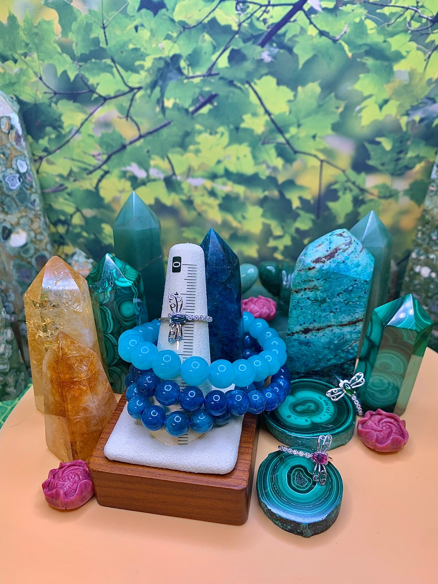 Dainty Blue Tourmaline Dragonfly Ring in Sterling Silver