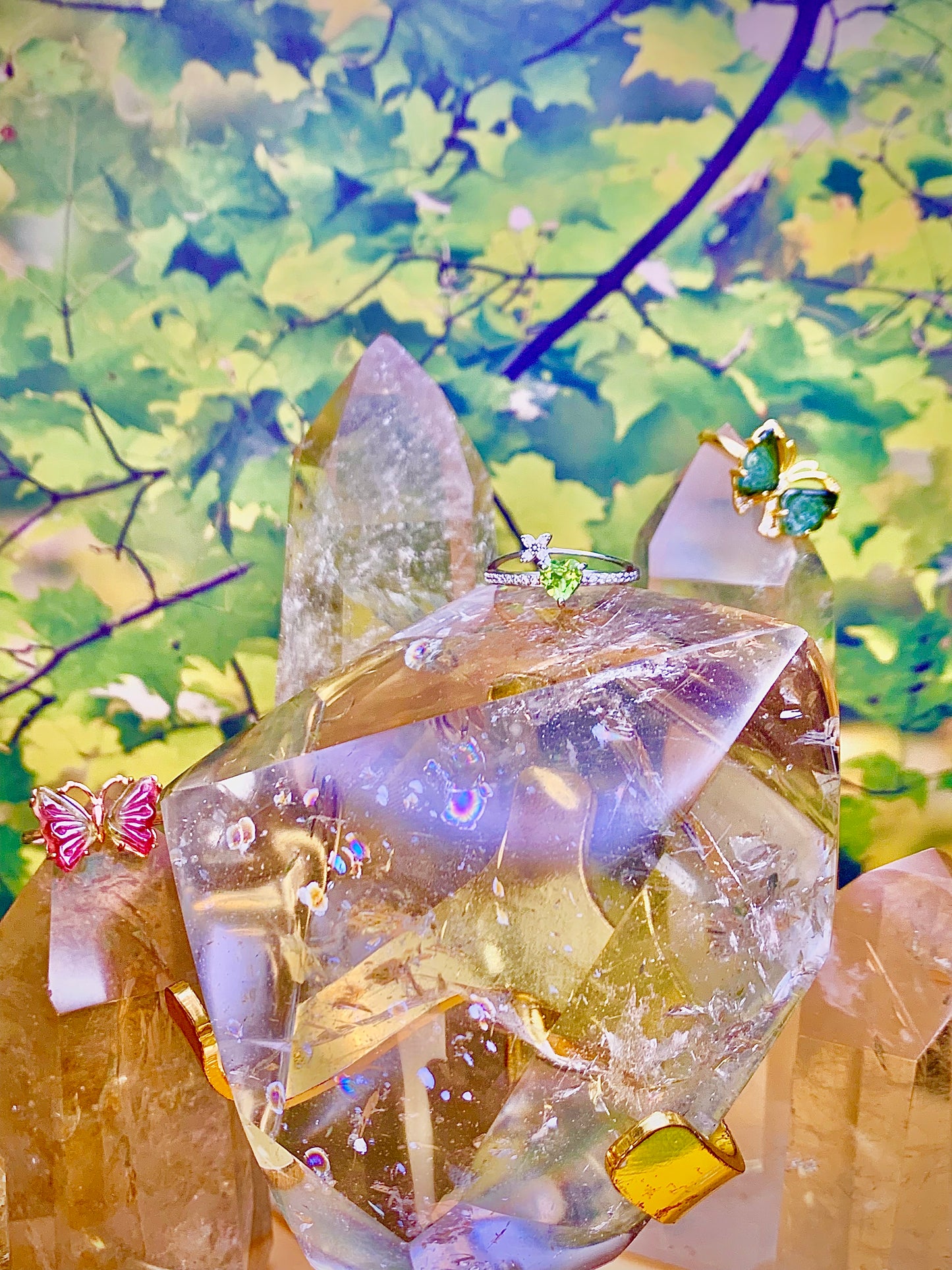 Brazilian Citrine Freeform on Gold Stand