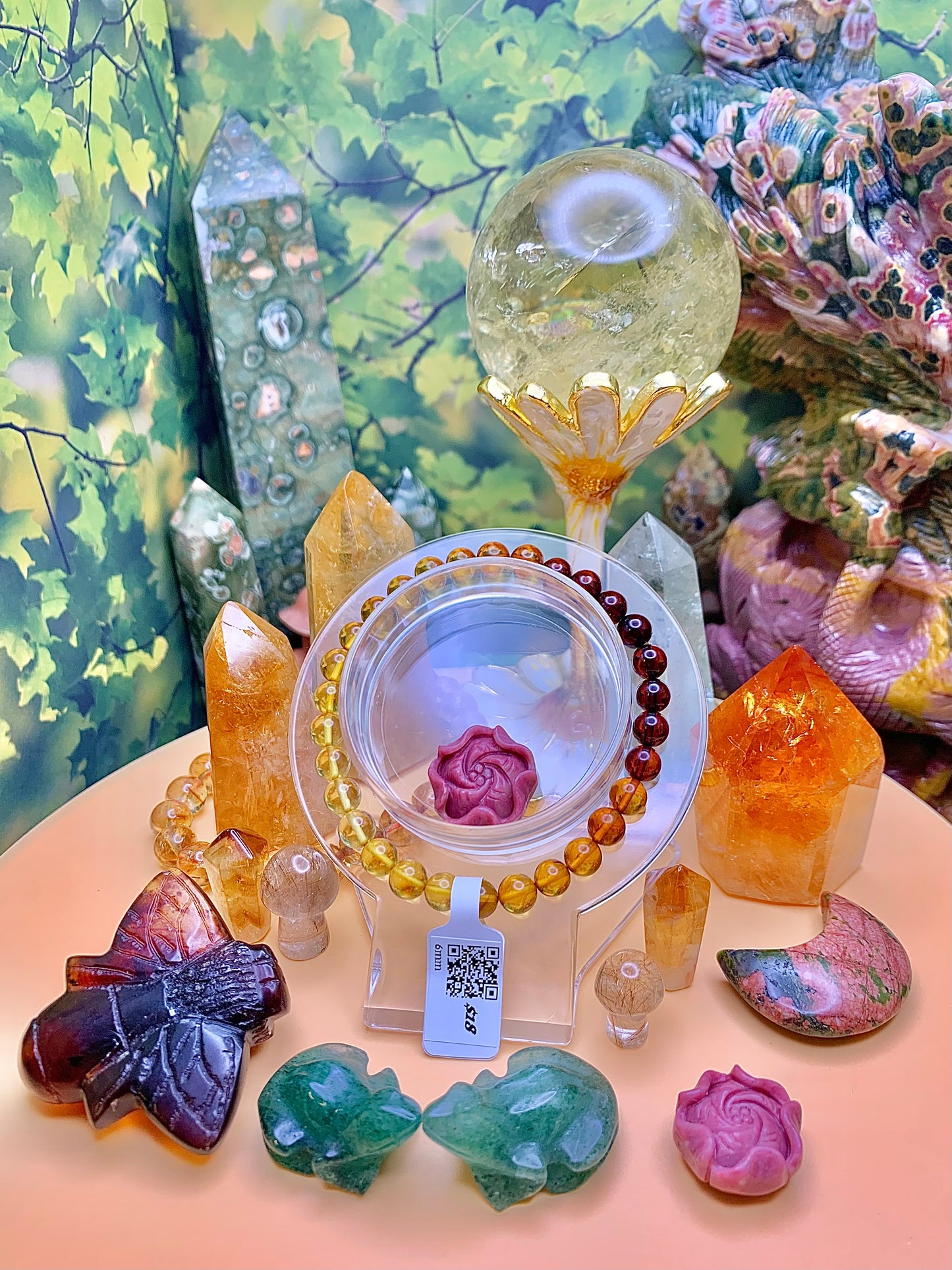 Amber Round Bead Ombre 6.5mm