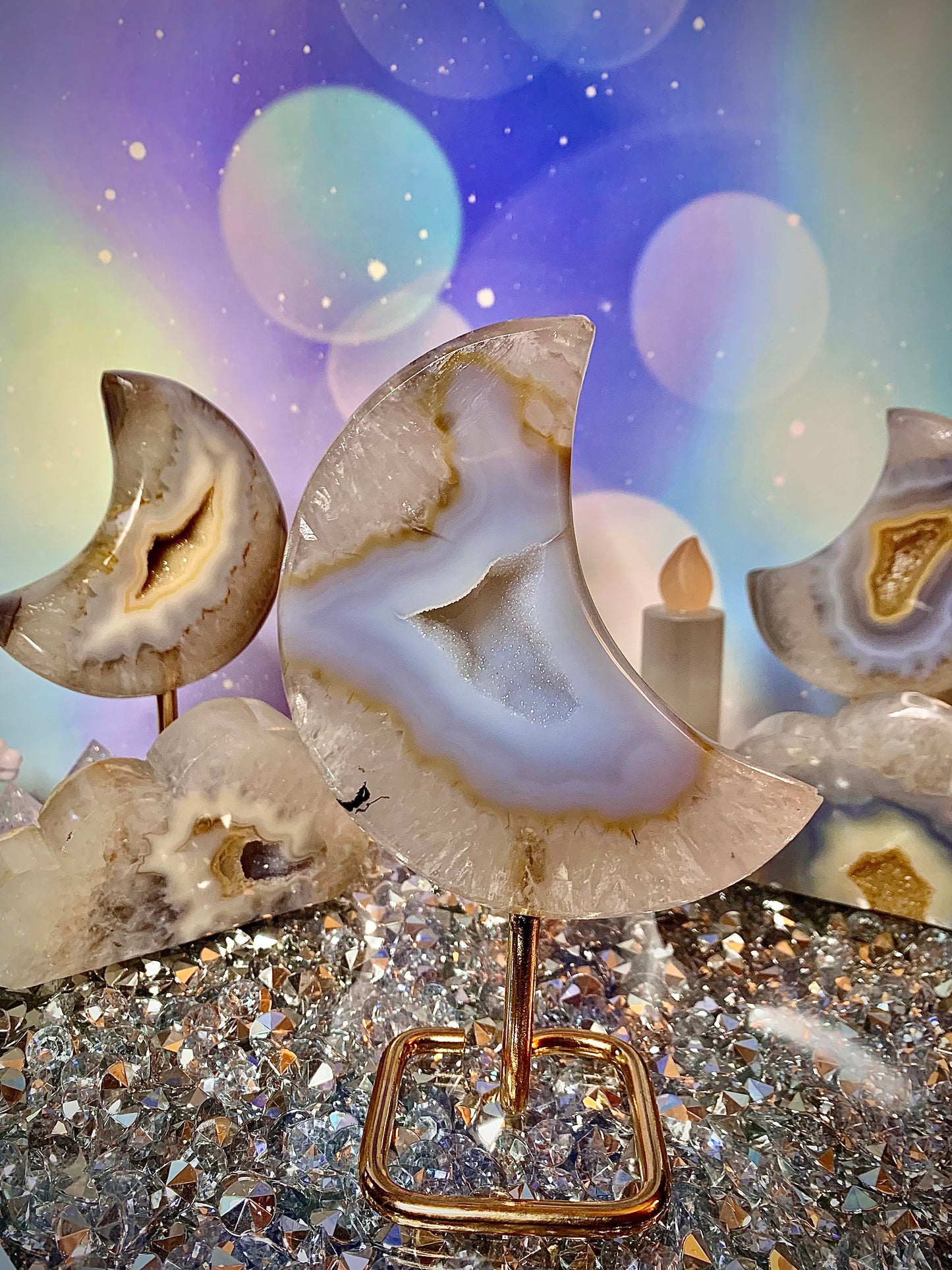 Agate Crescent Moon 🌙 on Stand