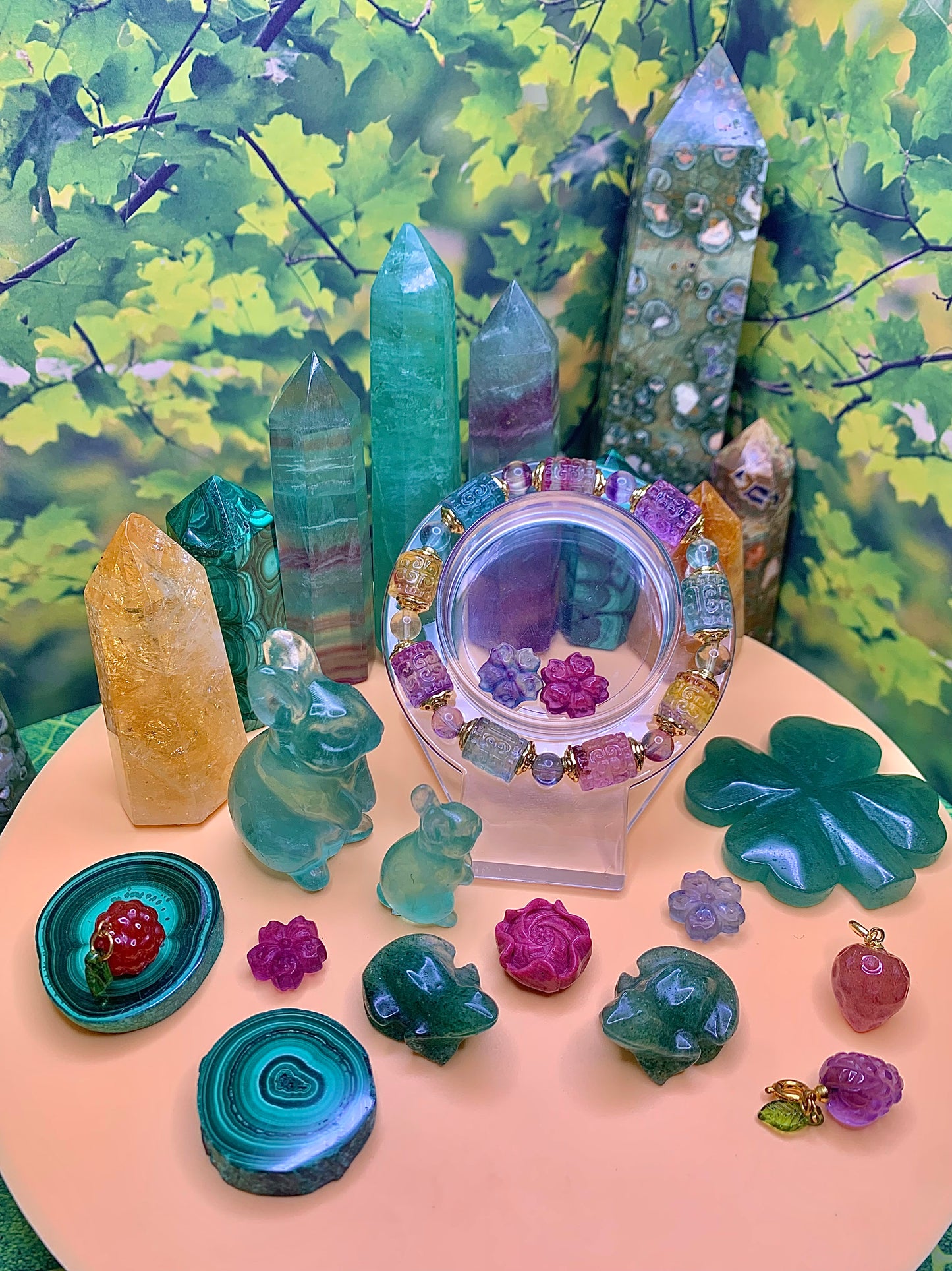 Candy ๐ญ Fluorite Carved Barrel Bracelet