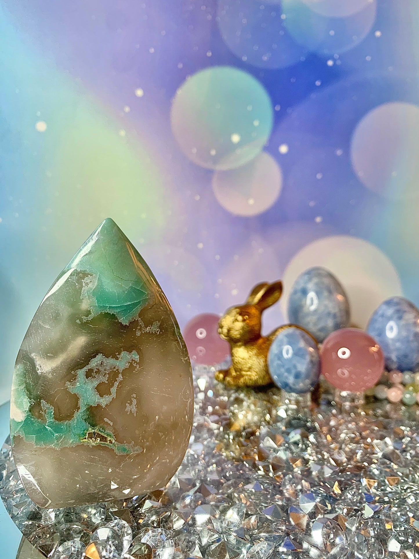 Green Flower Agate Flame 🔥 Freeform