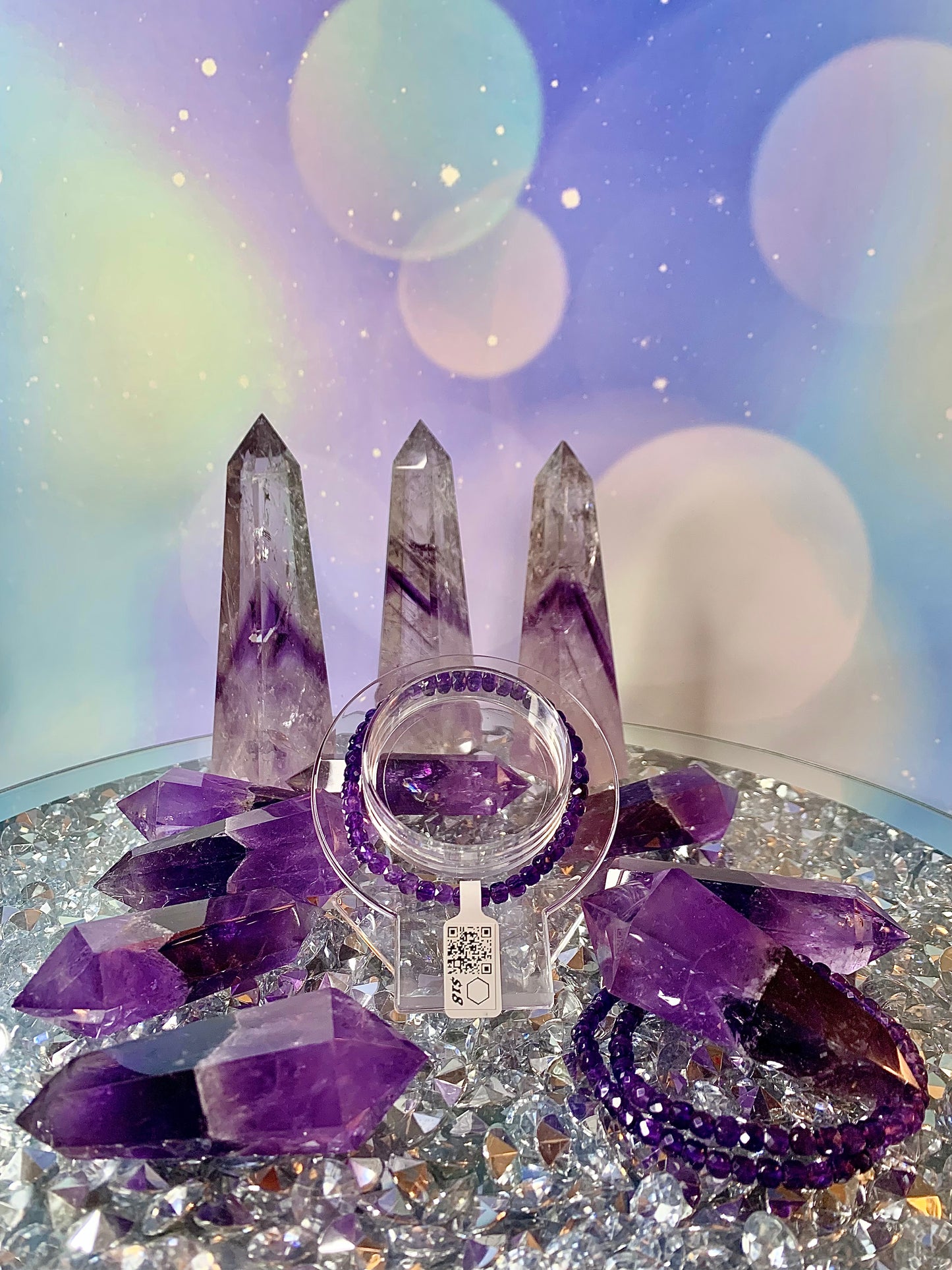 Amethyst Faceted Ombre Bracelet 6mm