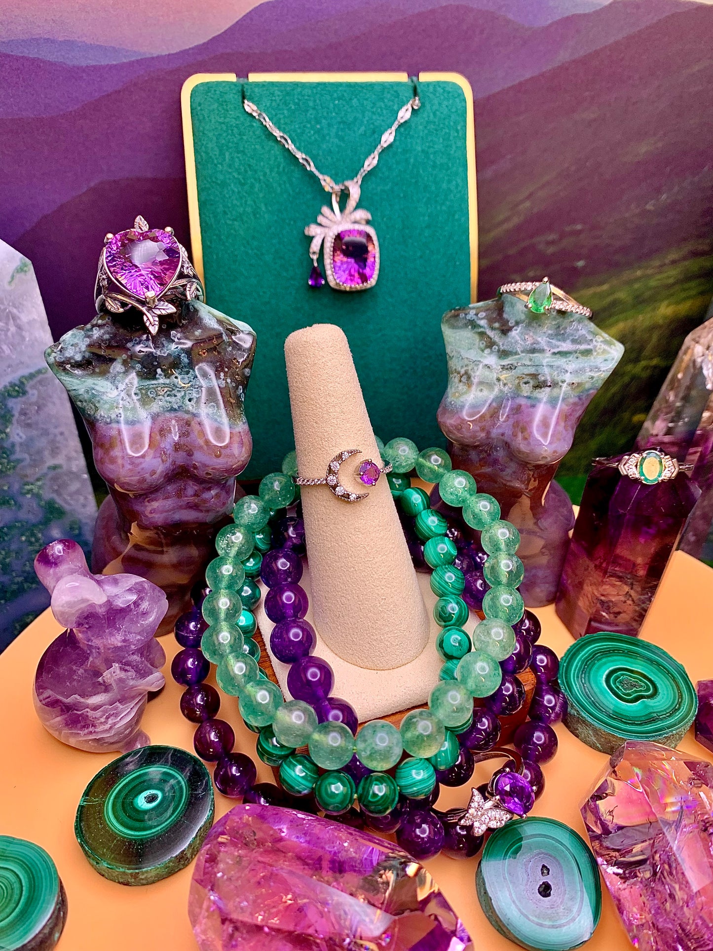 Amethyst Crescent Moon 🌙 Ring in Sterling Silver