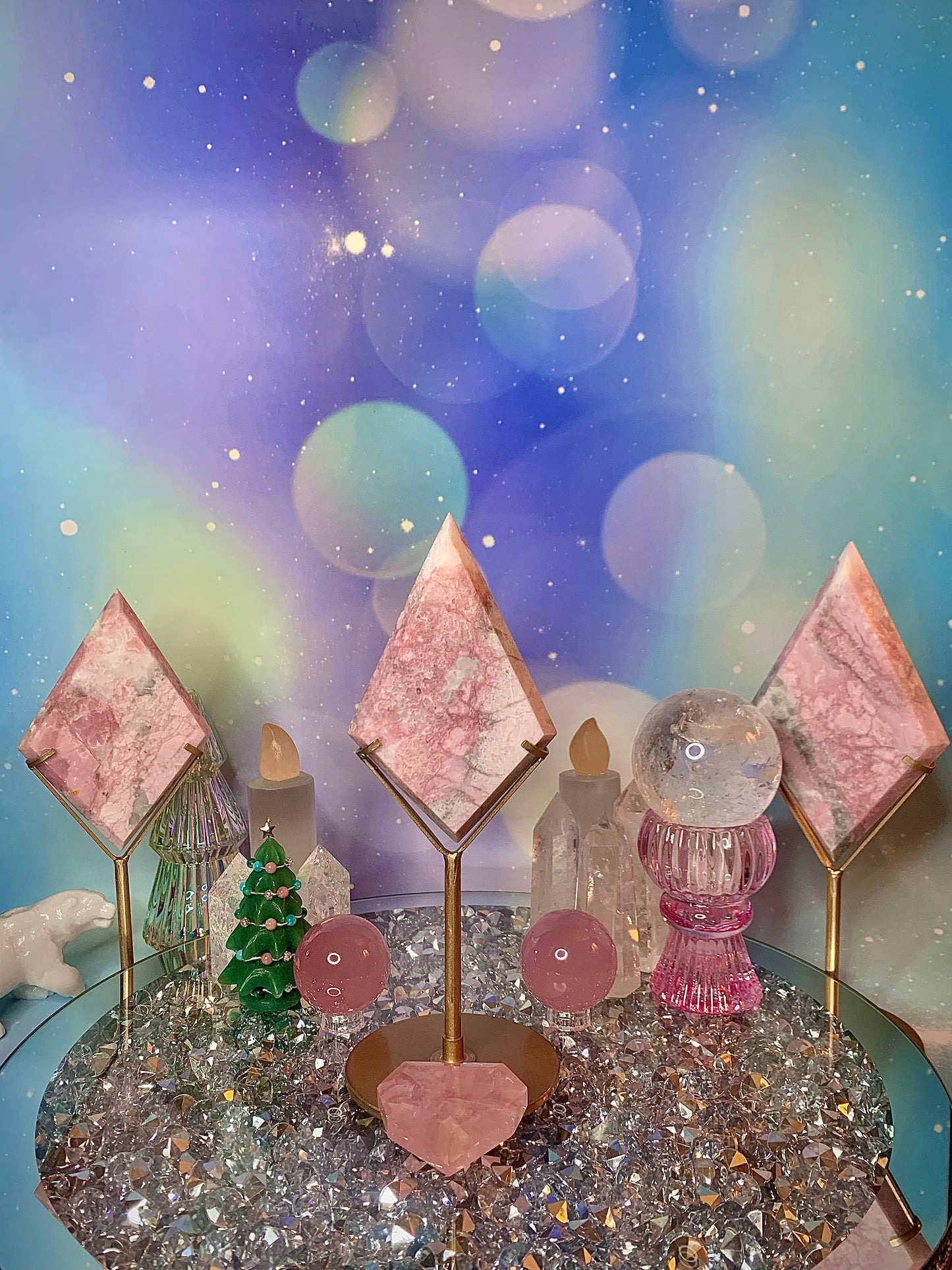 Pink Opal Diamond on Stand