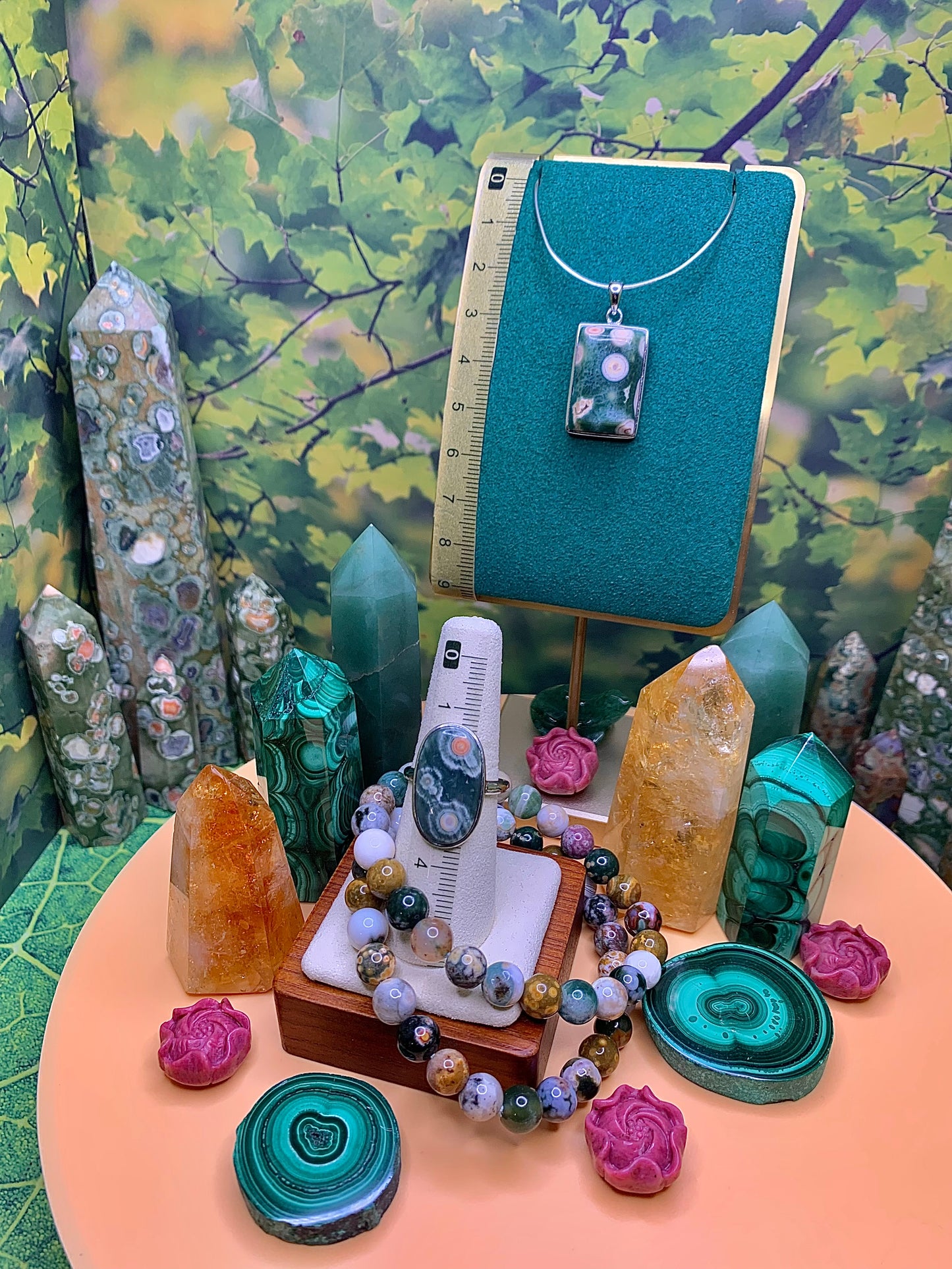 8th Vein Ocean 🌊 Jasper Pendant and Ring Gift Set