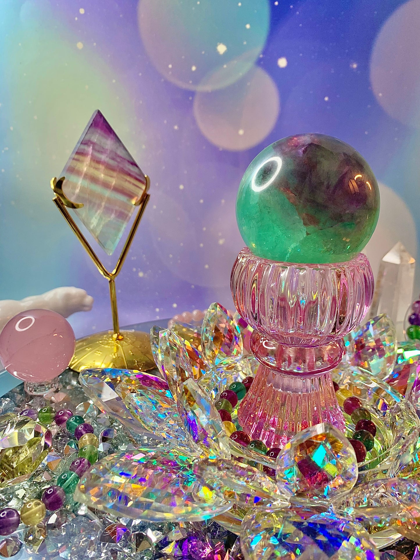 Watermelon Fluorite Sphere