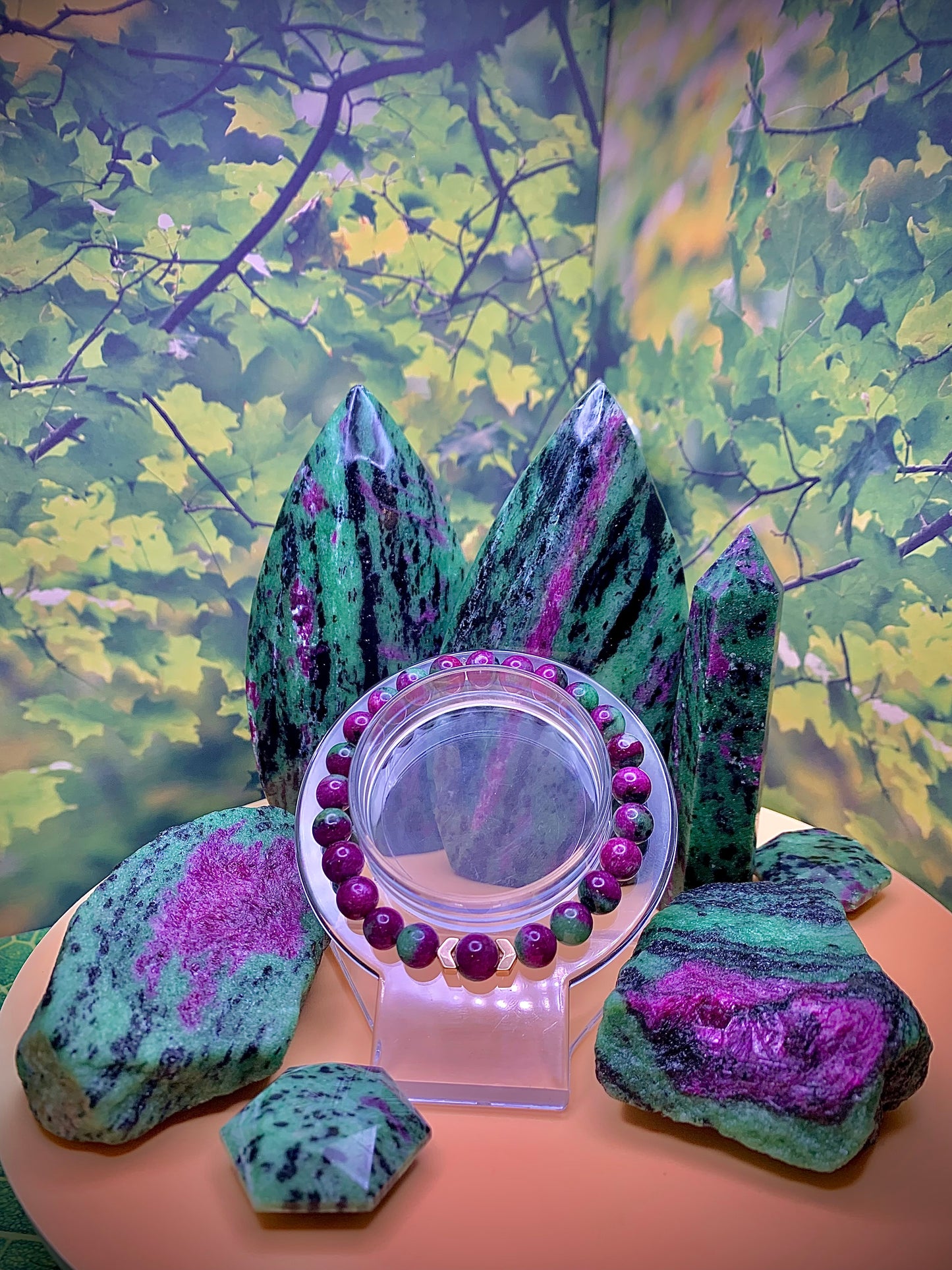 Ruby Zoisite Round Bead Bracelet 7.5 *HQ*