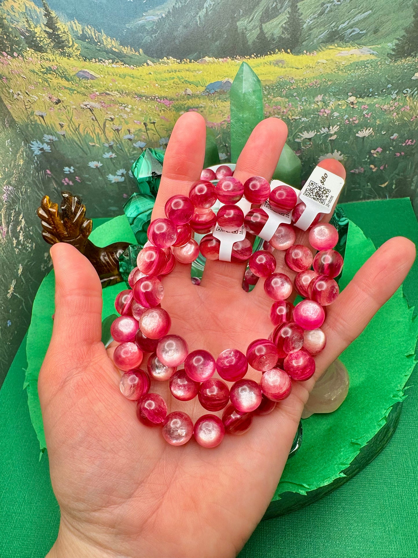 Pink Lepidolite Round Bead Bracelet (10+mm)