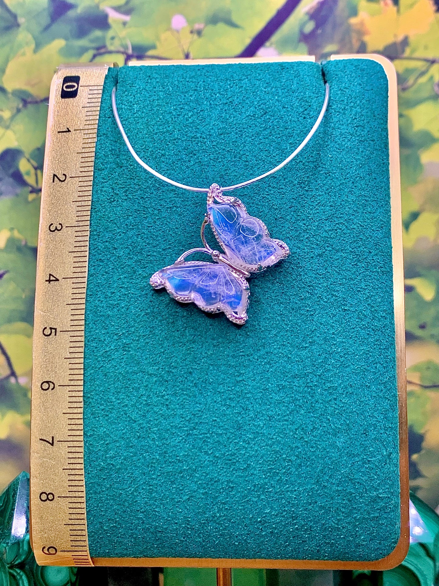 Blue Flash MoonStone Butterfly 🦋 Pendant in Sterling Silver