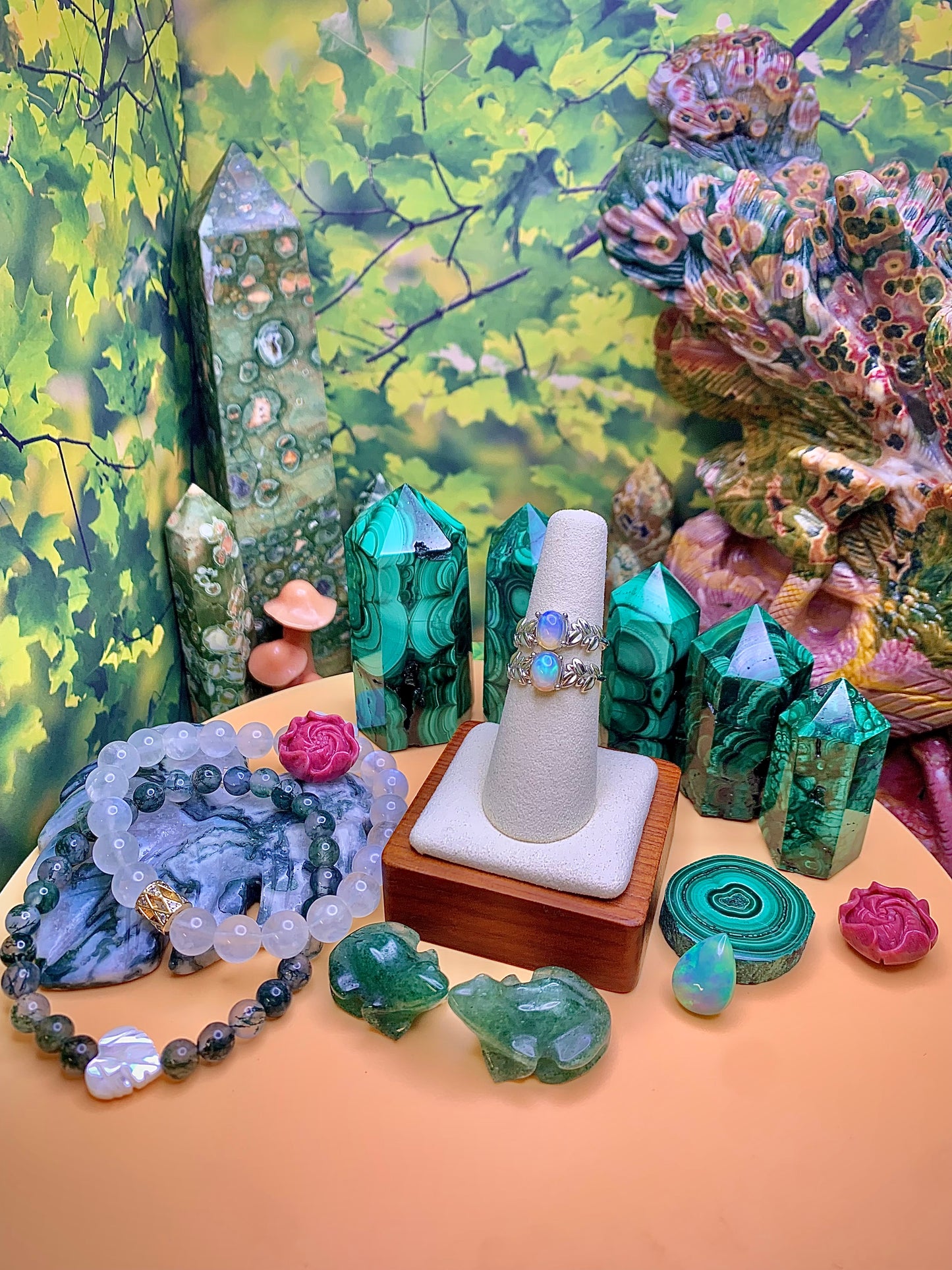 Opal Oval Cut set in Sterling Silver with Branch and Leaf Details