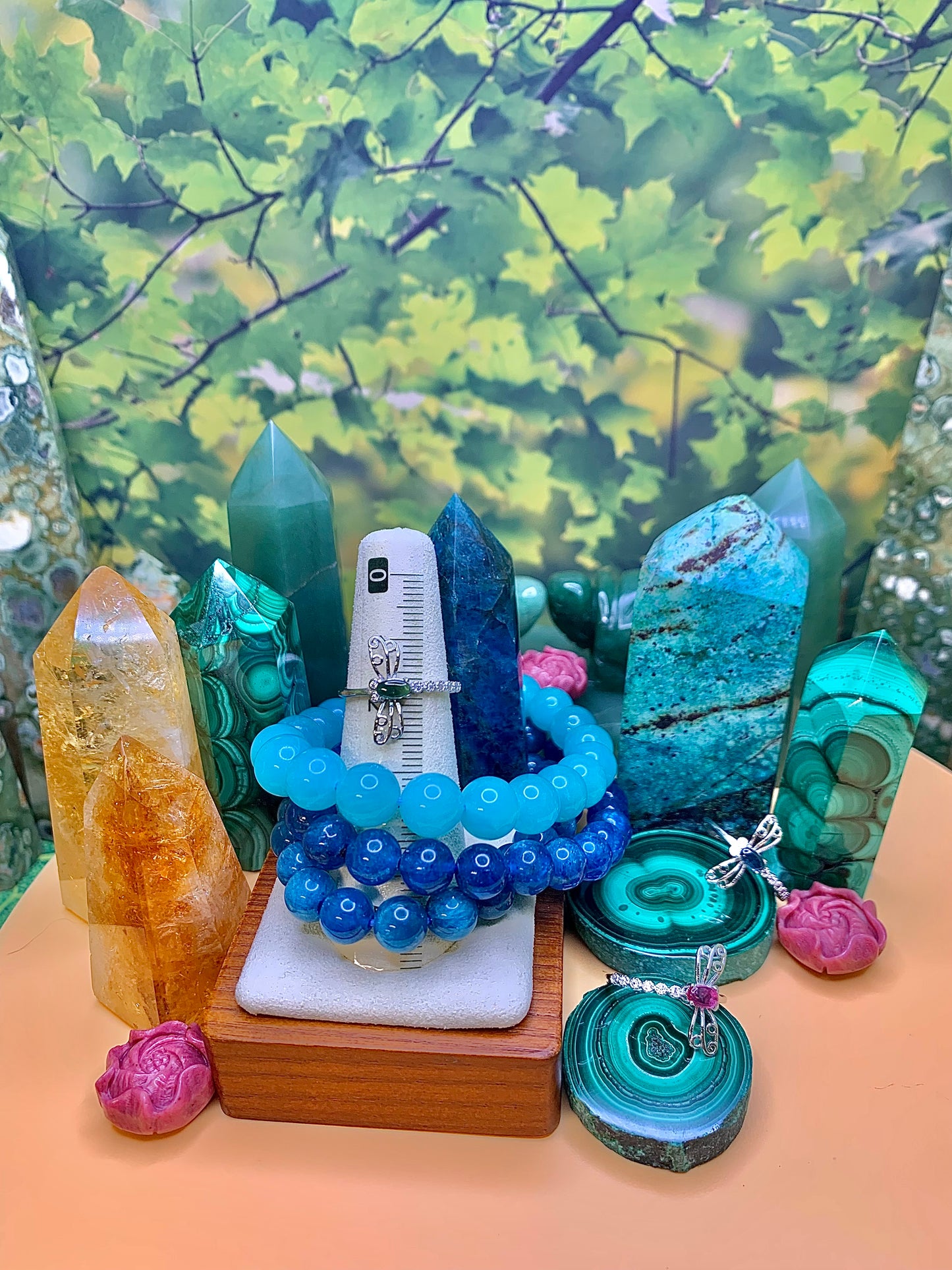 Dainty Green Tourmaline Dragonfly Ring in Sterling Silver