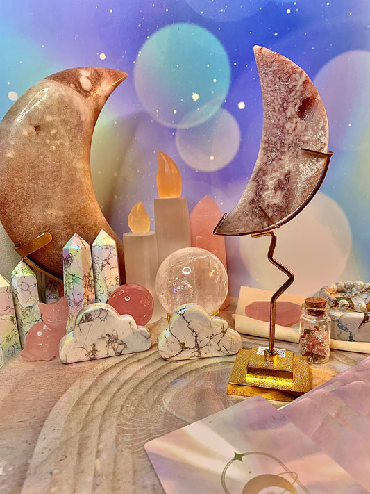 Pink Amethyst Crescent 🌙 Moon on Stand