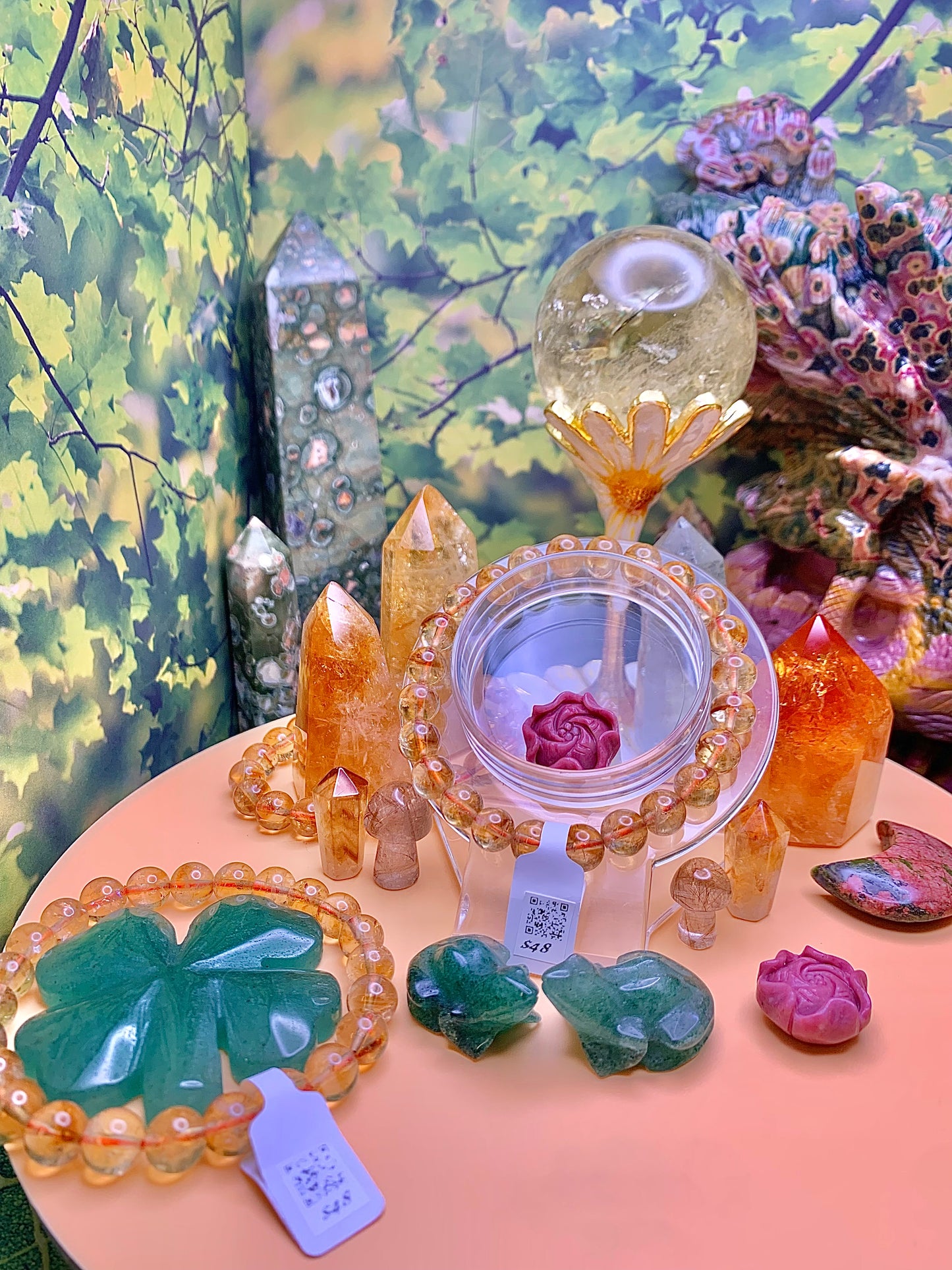 Citrine Round Bead Bracelet 9mm-10mm