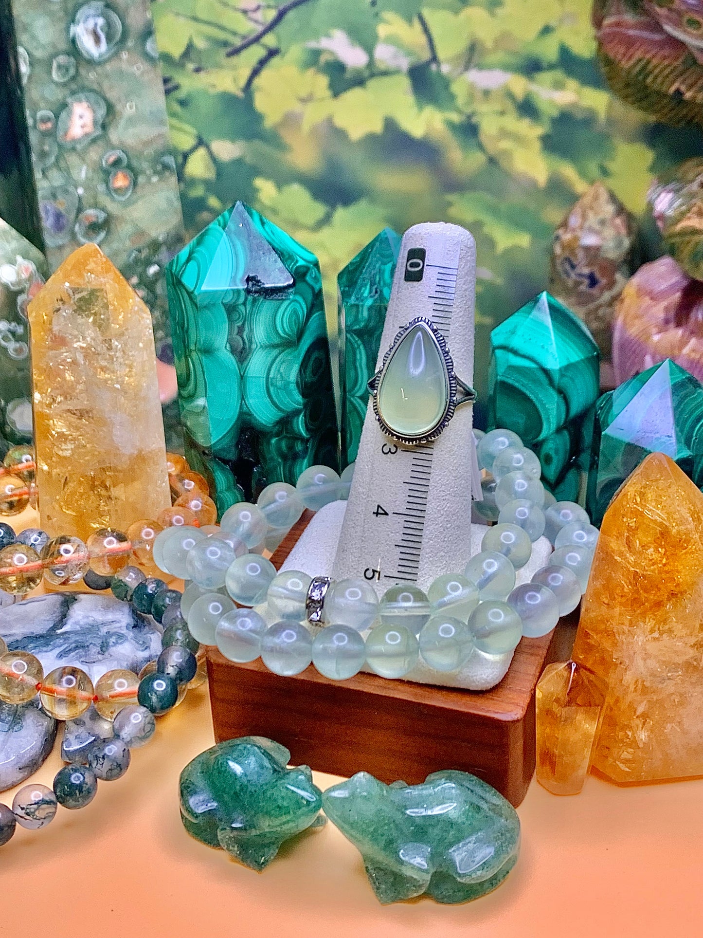 Prehnite Tear Drop Ring in Sterling Silver