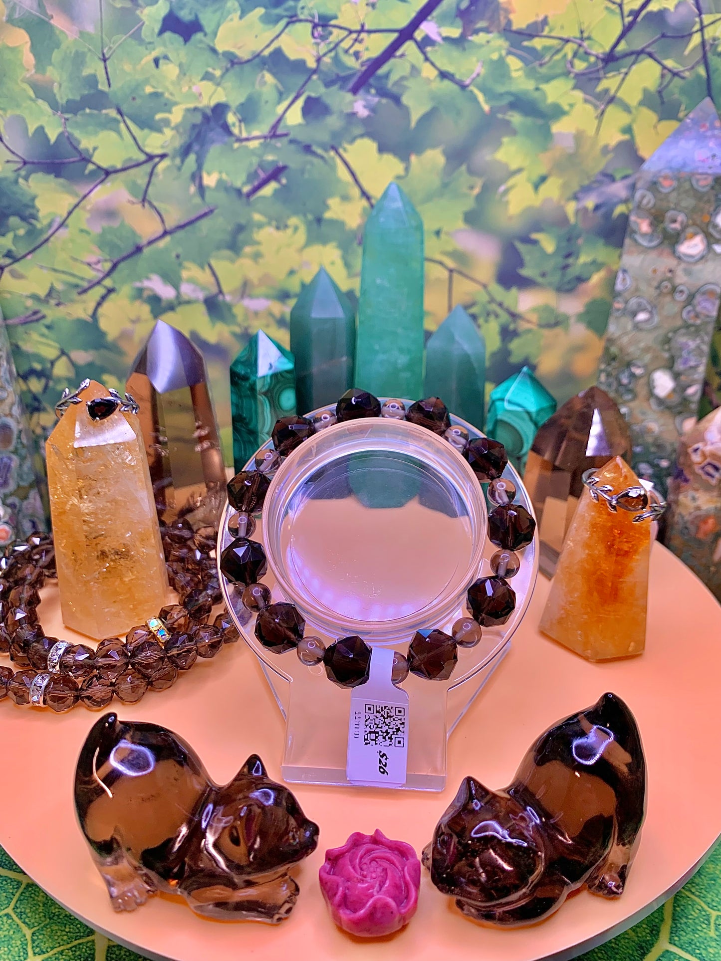 Smoky Quartz Faceted Bead Bracelet (8-12mm)