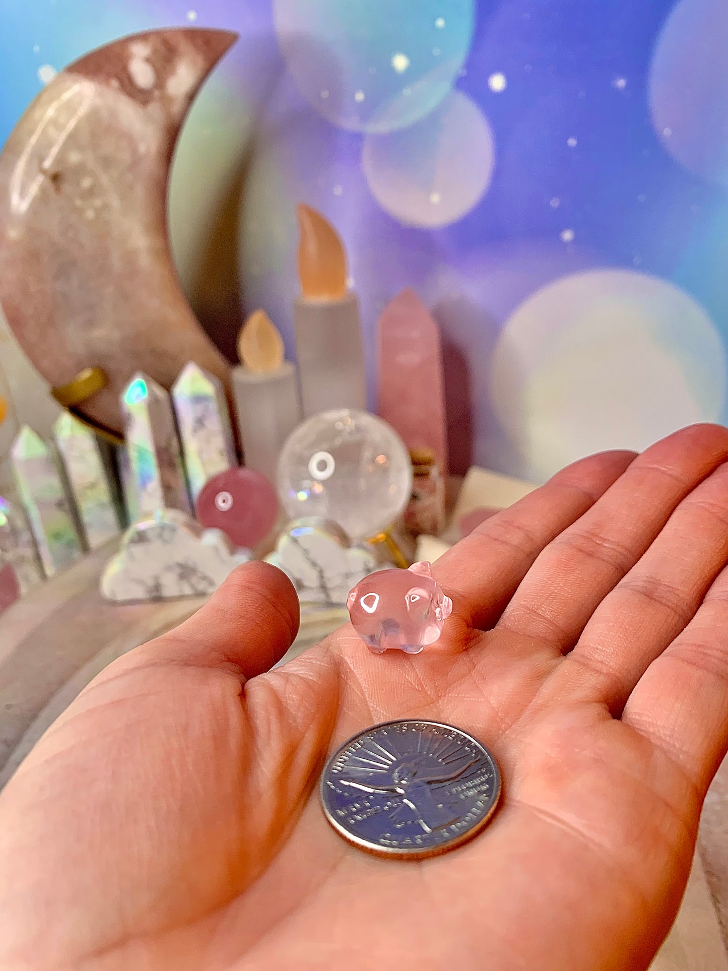 Star Rose Quartz Mini Pig 🐖 Carving *HQ