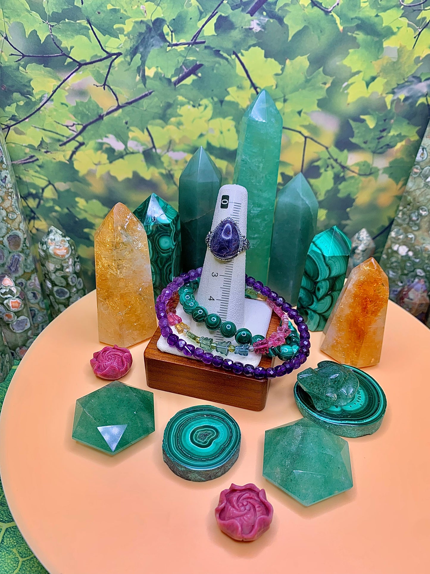 Iolite with Confetti Sunstone Ring in Sterling Silver (Vintage Style)