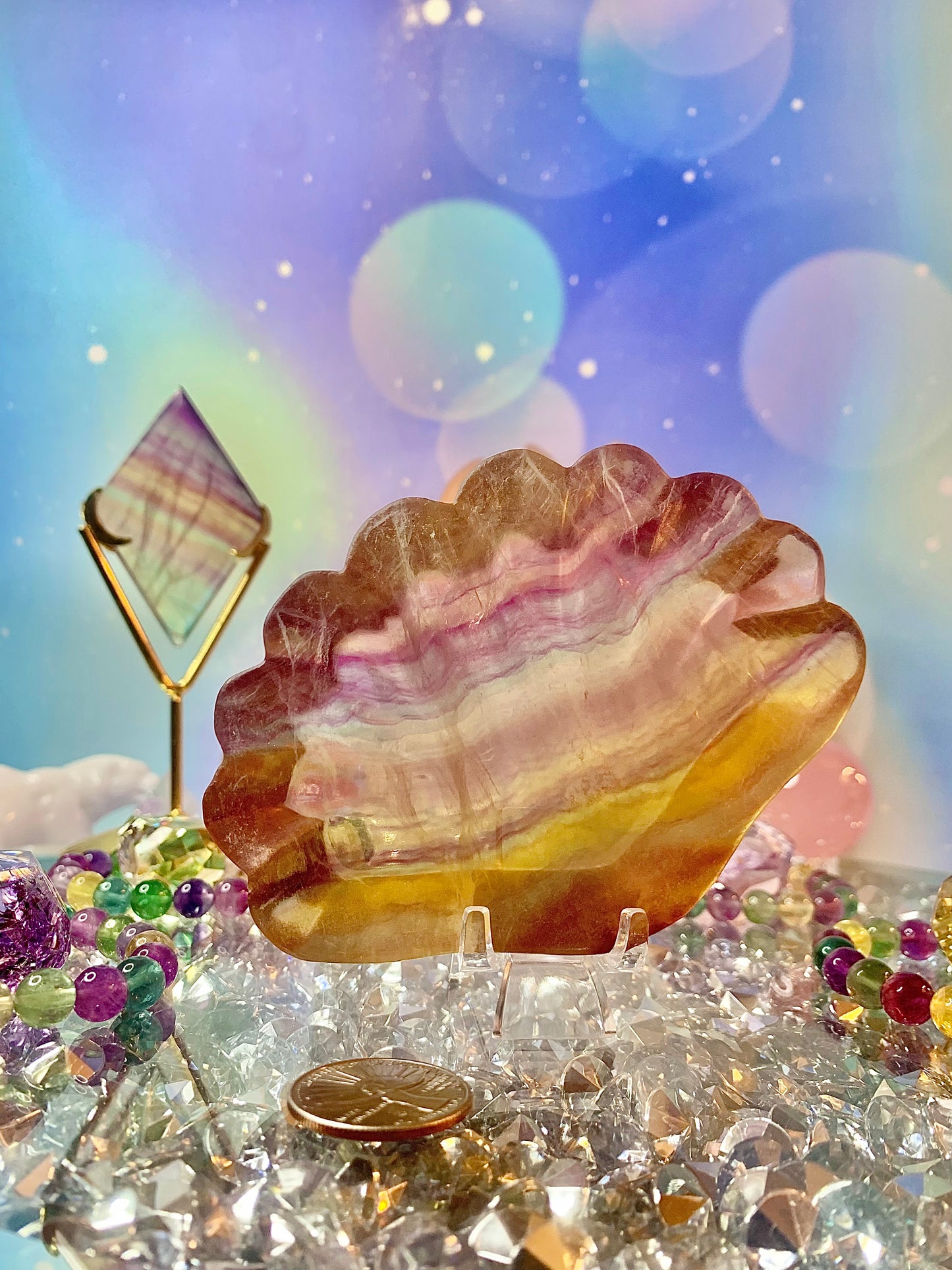 Purple & Yellow Candy Fluorite Shell Bowl (Large)