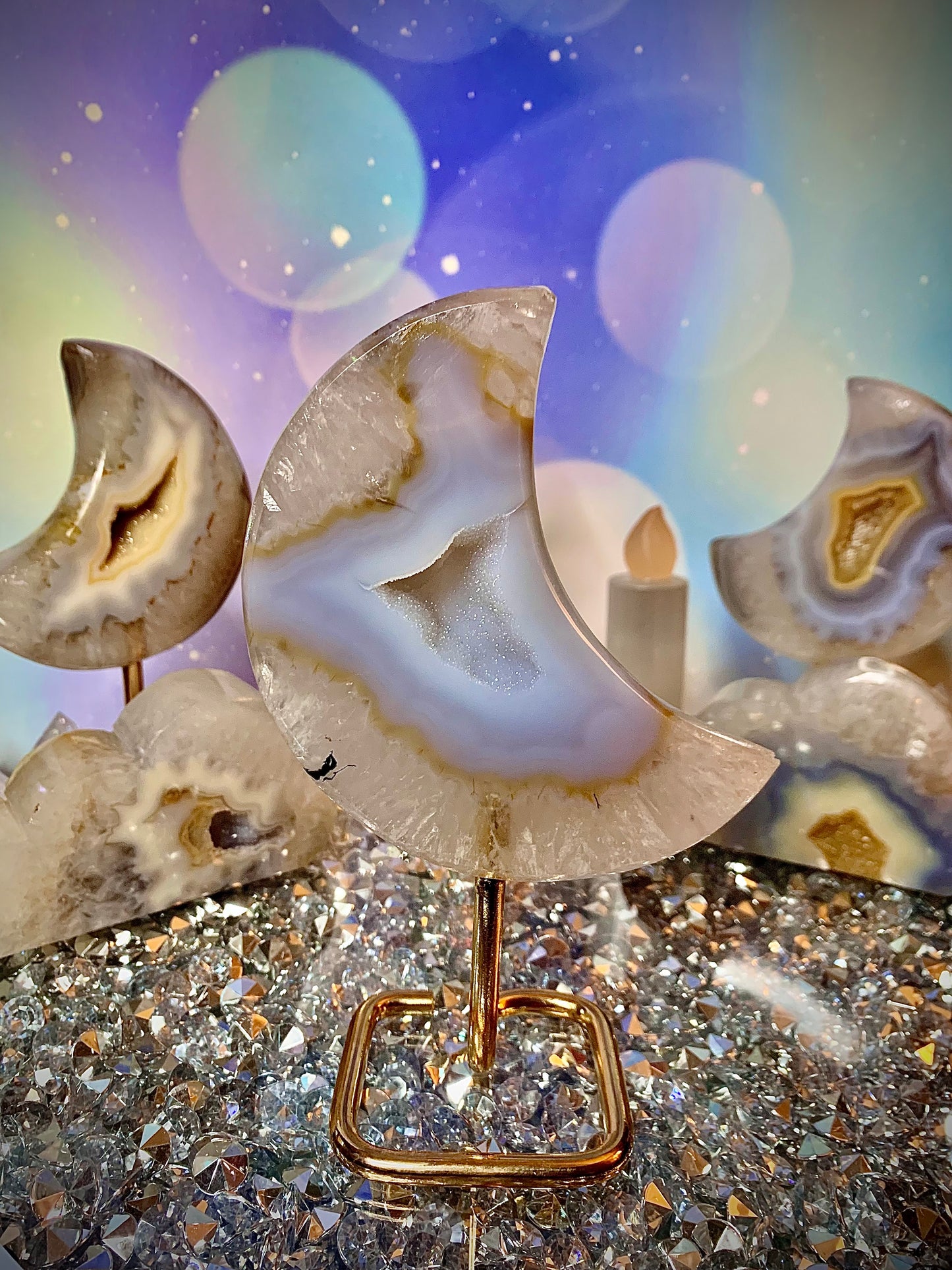 Agate Crescent Moon 🌙 on Stand