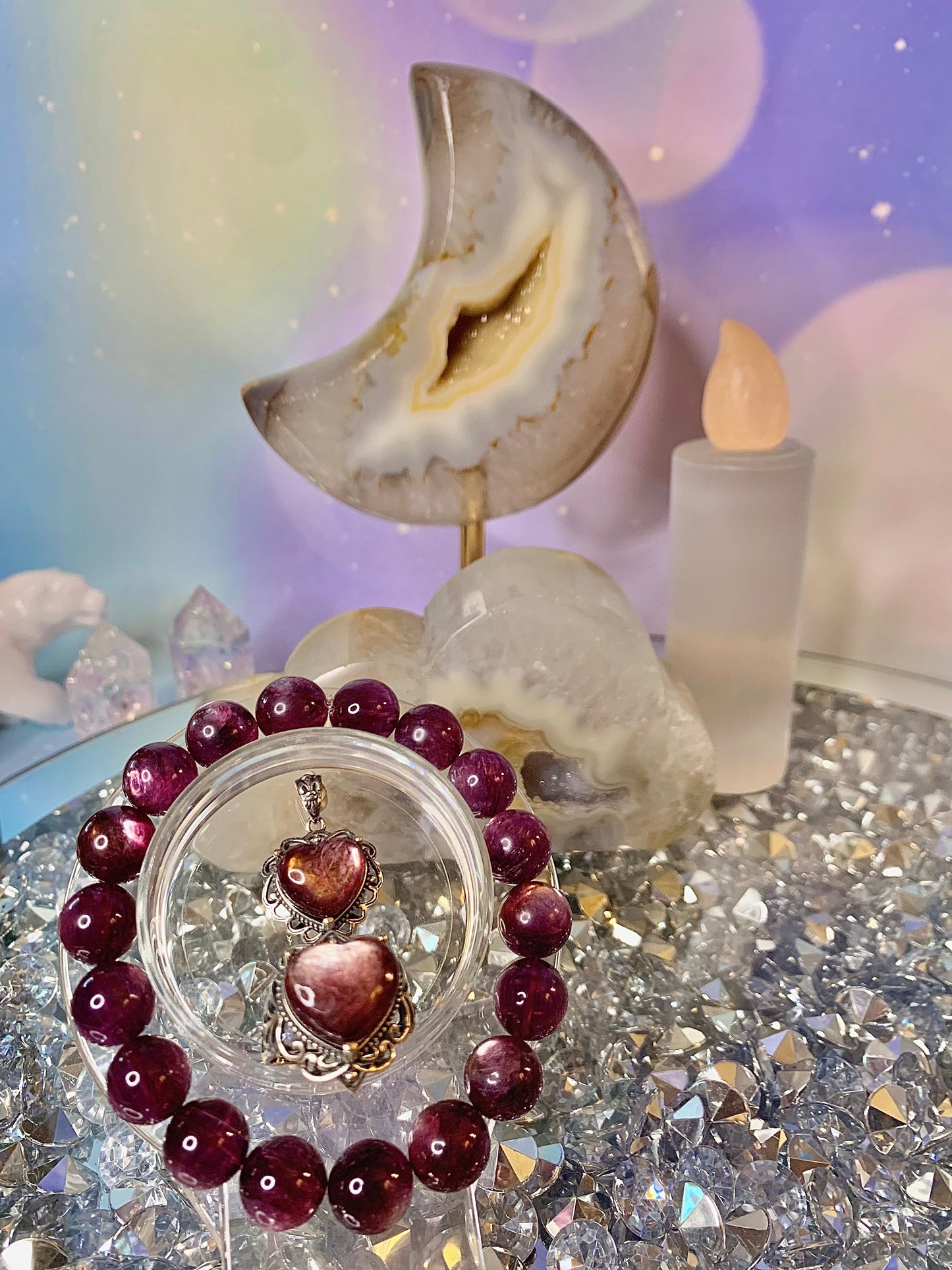 Lepidolite Vintage Style Heart Pendant set in Sterling Silver (Pendant Only)