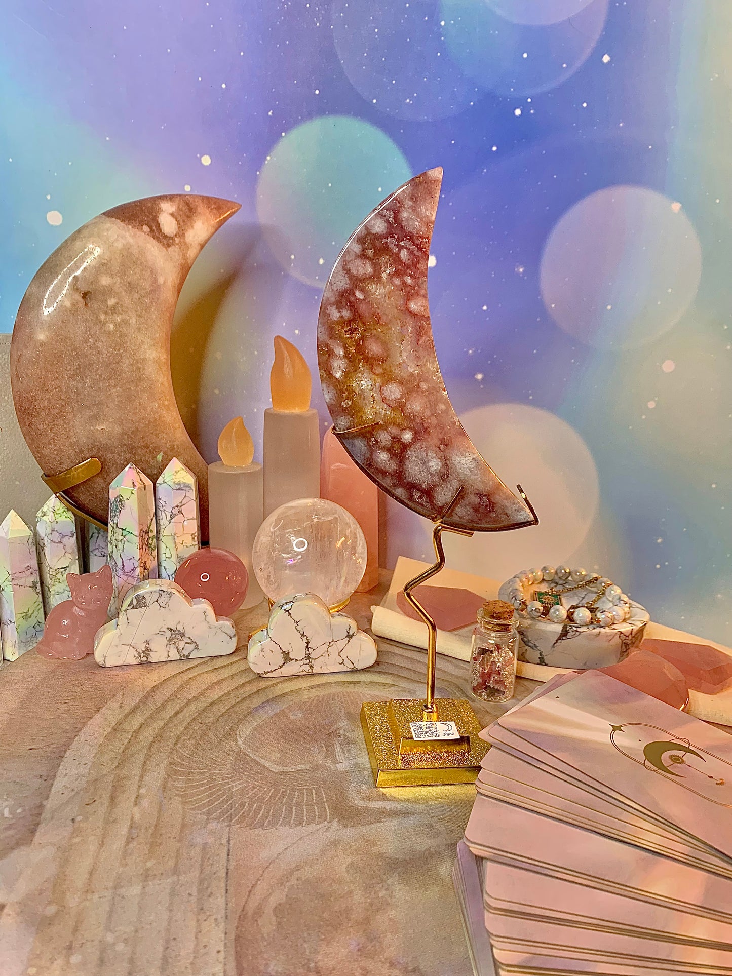 Pink Amethyst Crescent 🌙 Moon on Stand