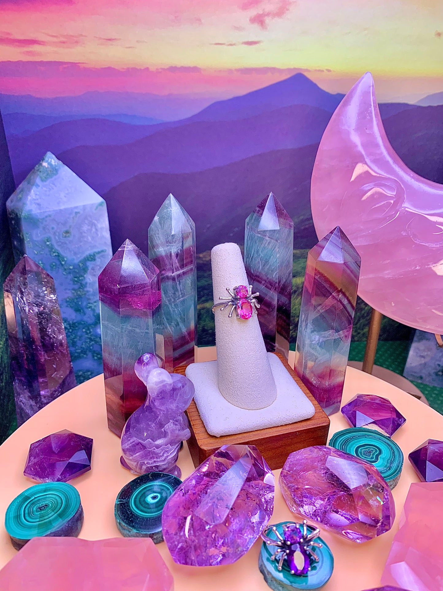 Pink Topaz Spider 🕷️ Ring in Sterling Silver