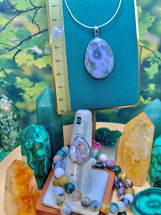 8th Vein Ocean 🌊 Jasper Pendant and Ring Gift Set
