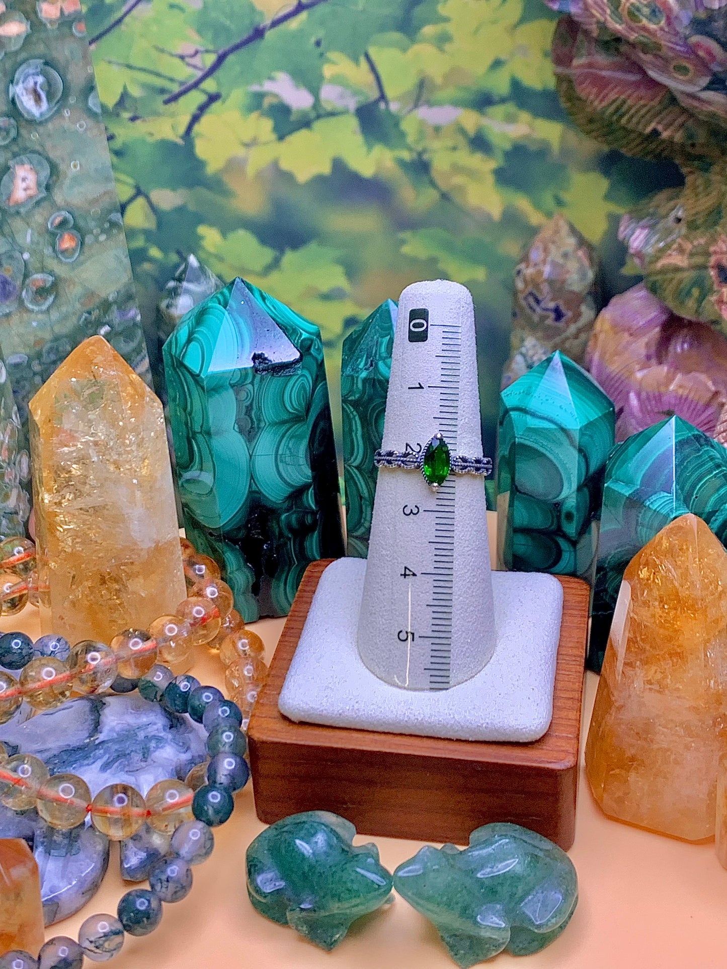 Chrome Diopside Marquis Cut Vintage Style Ring, set in Sterling Silver