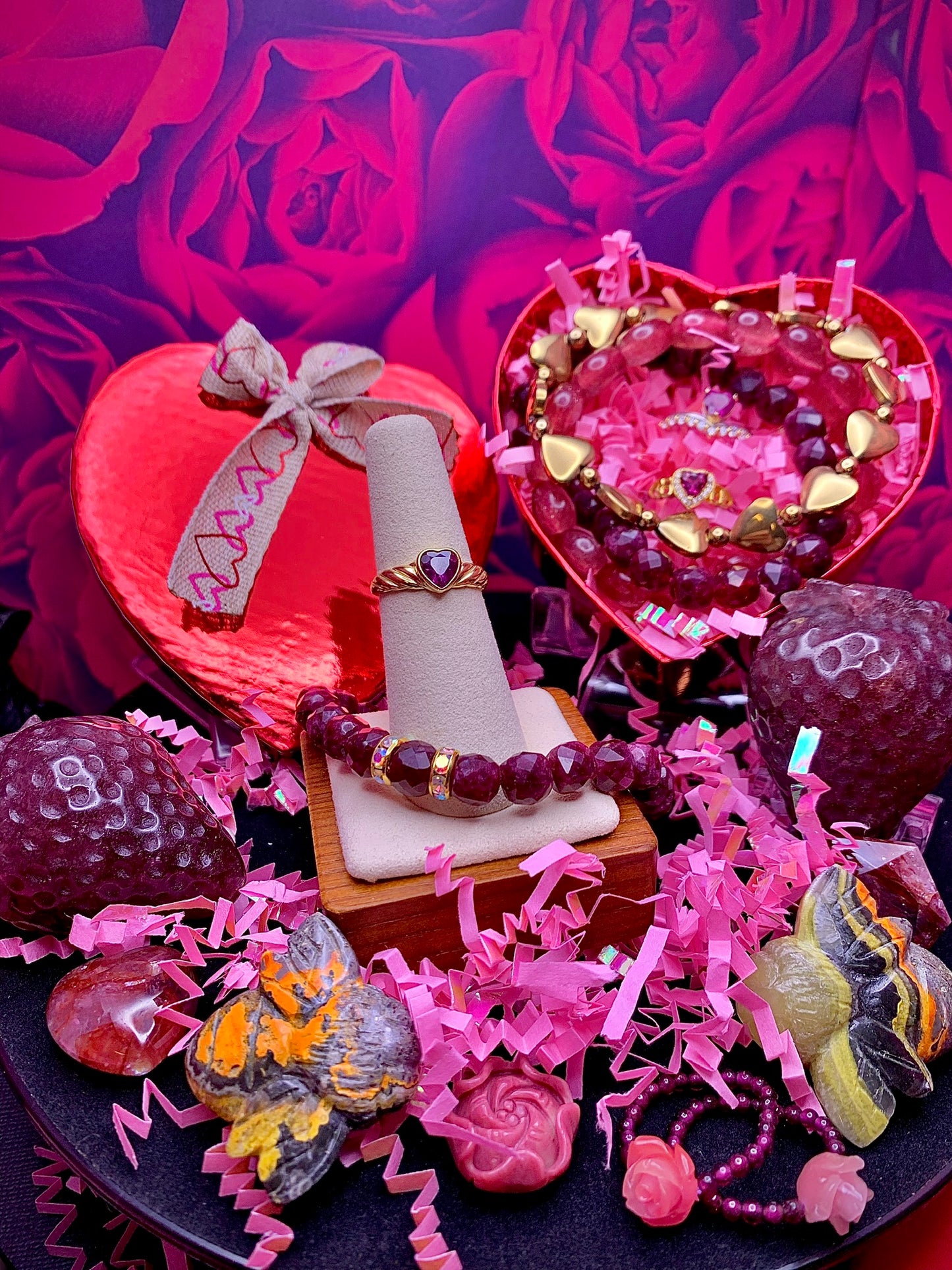 Purple Garnet Heart ♥️ Ring with 18k Gold over .925 Silver