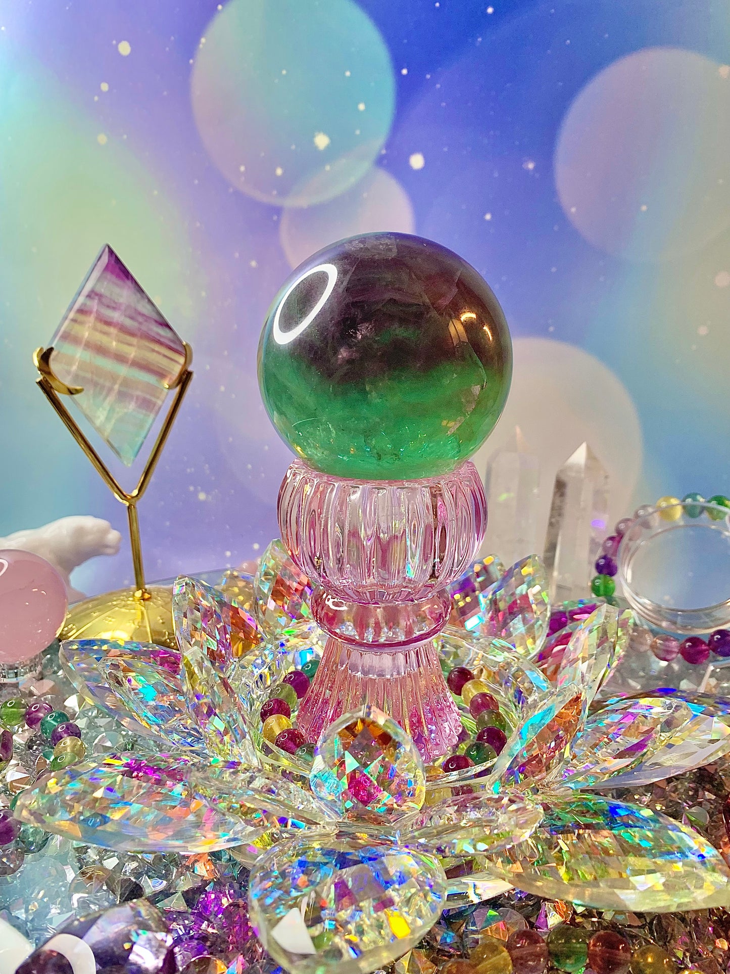 Watermelon 🍉 Fluorite sphere