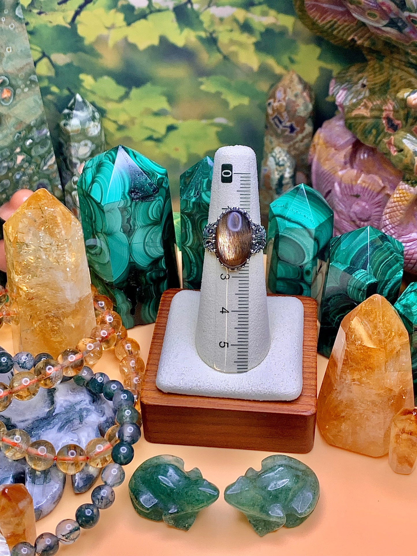 Golden (Black) Sunstone Oval Cabochon Ring with Vintage Style Accents set in Sterling Silver