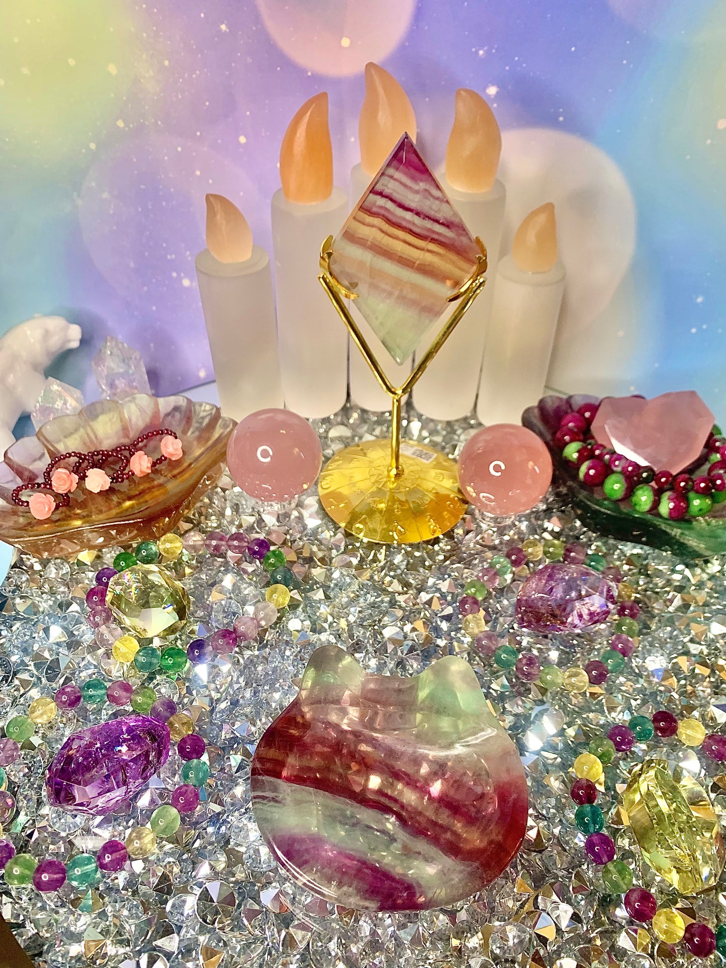 Candy Fluorite Cat Bowl