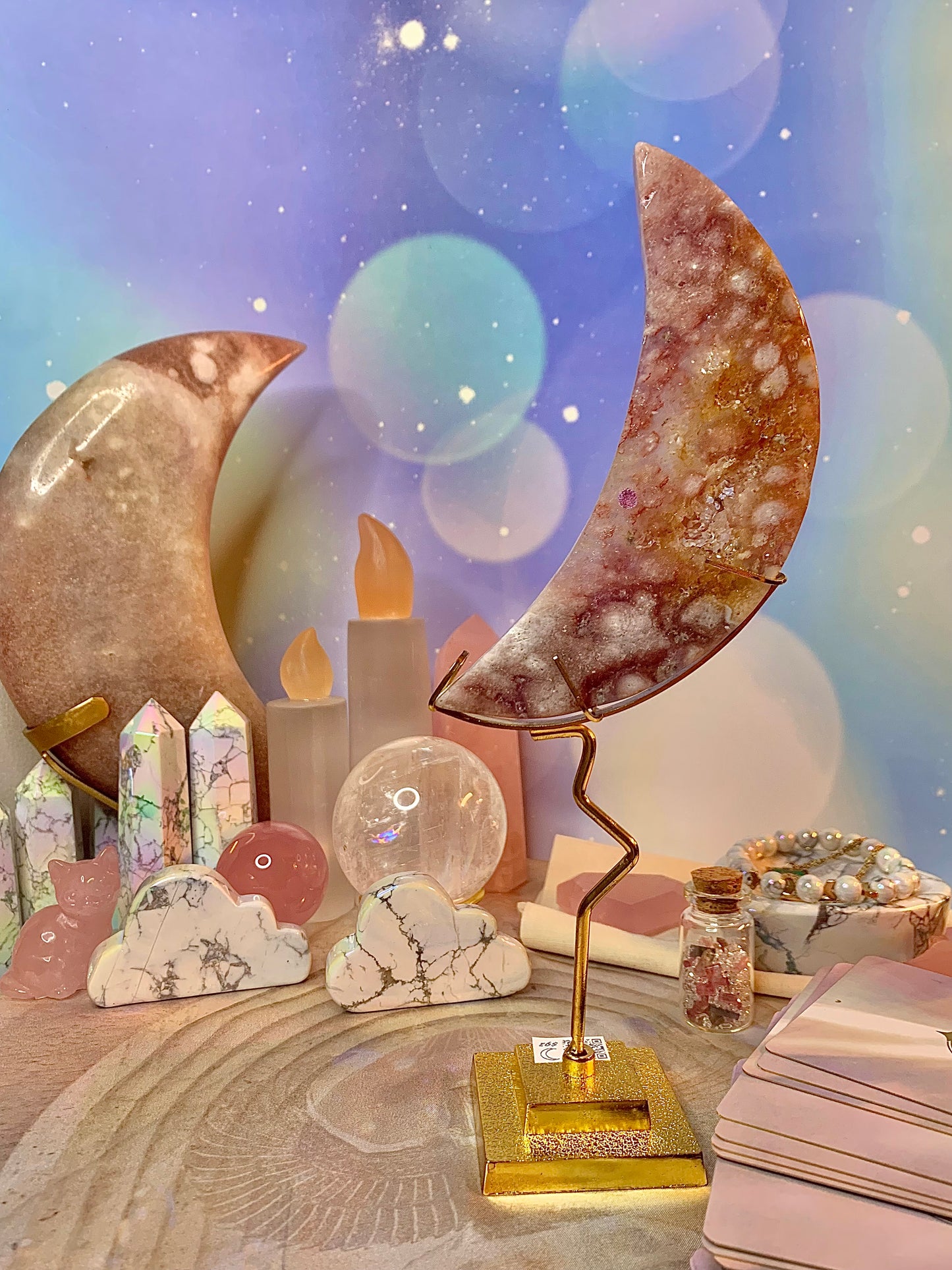 Pink Amethyst Crescent 🌙 Moon on Stand