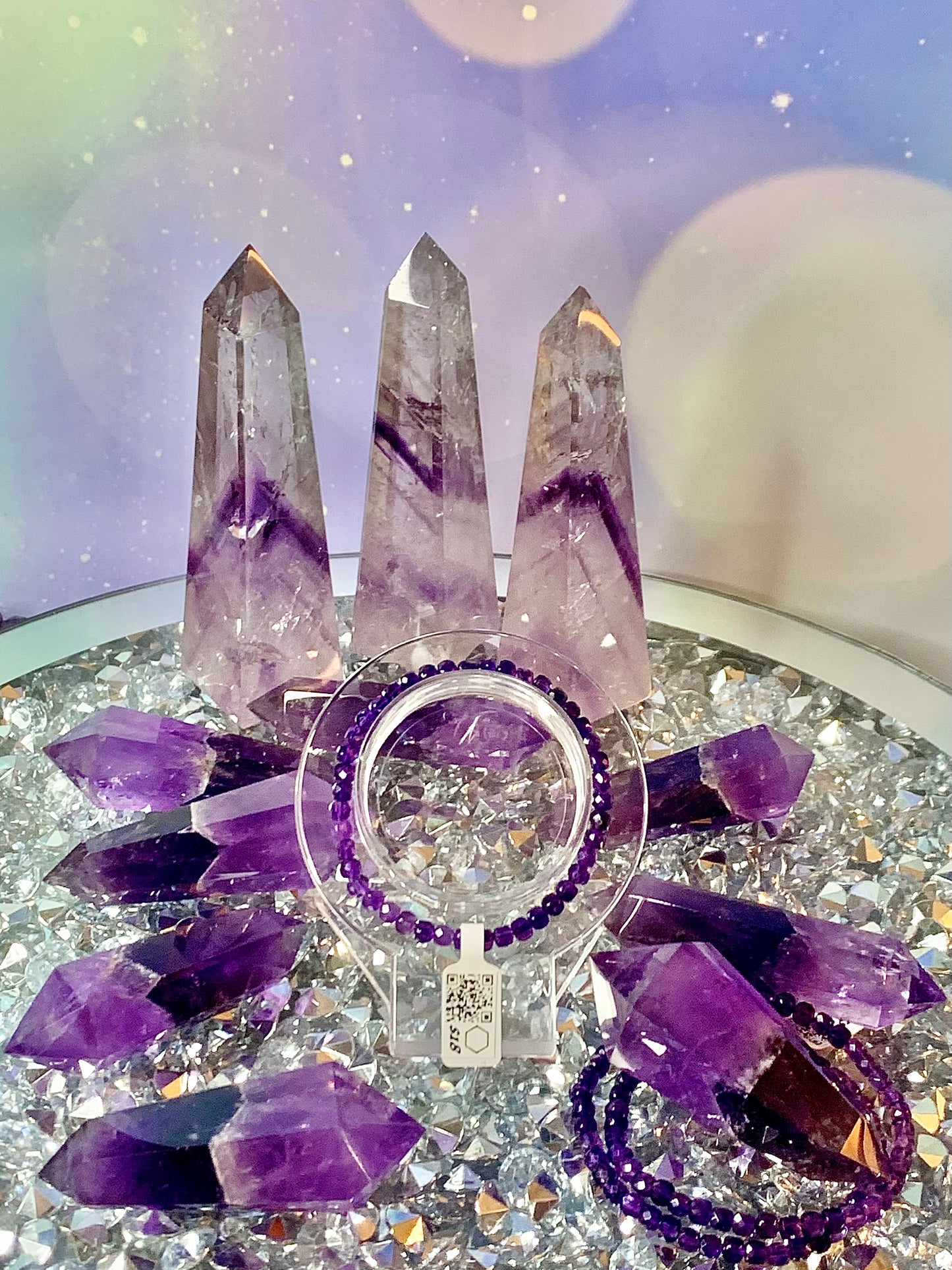 Amethyst Faceted Ombre Bracelet 6mm