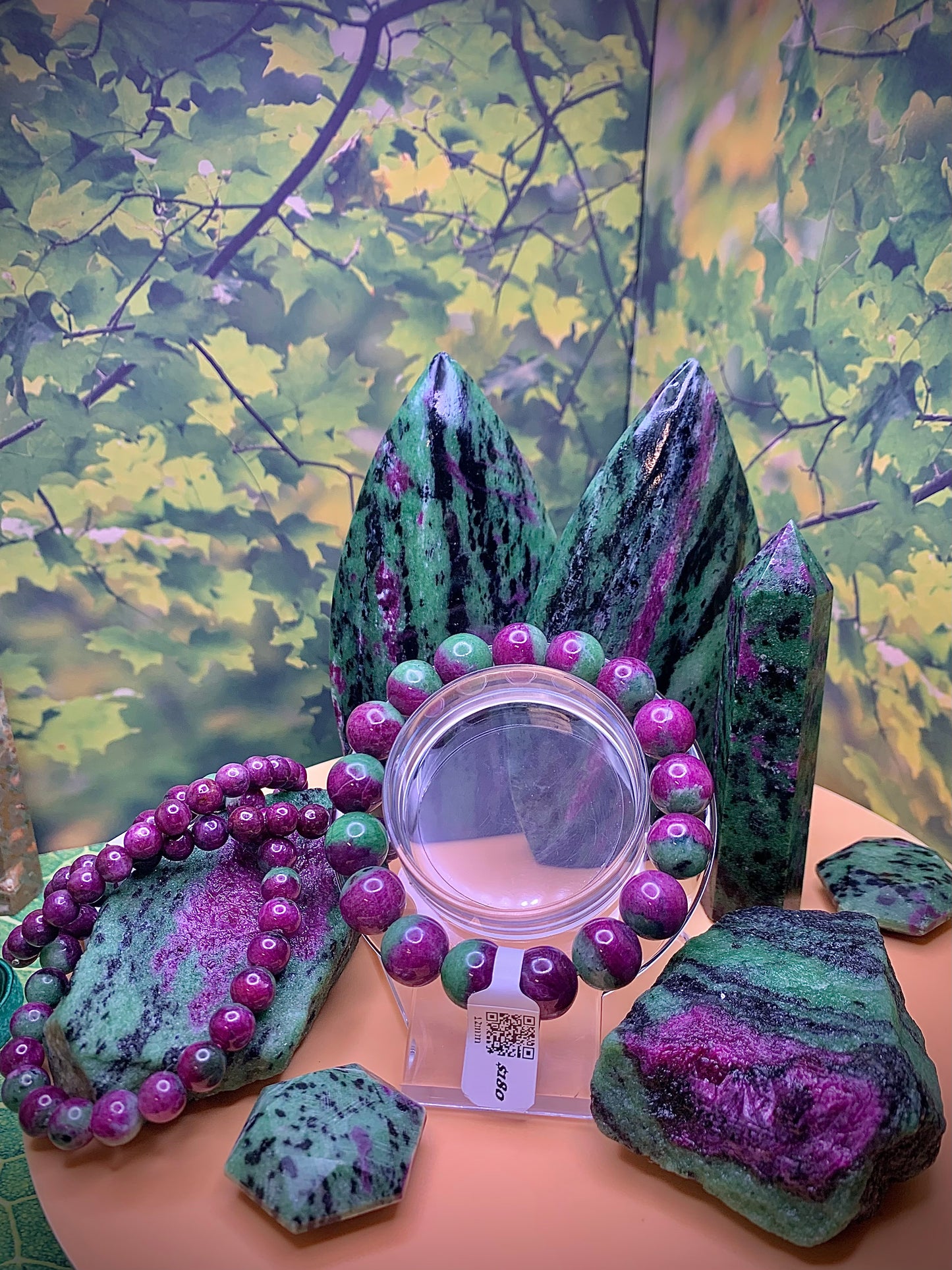 Ruby Zoisite Round Bead Bracelet 12mm *HQ*