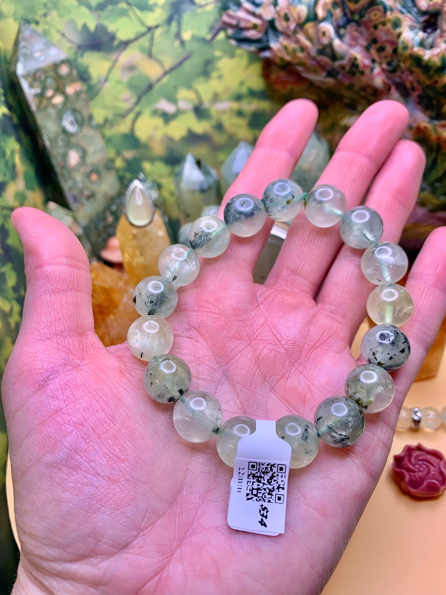 Prehnite Round Bead Bracelet 12mm