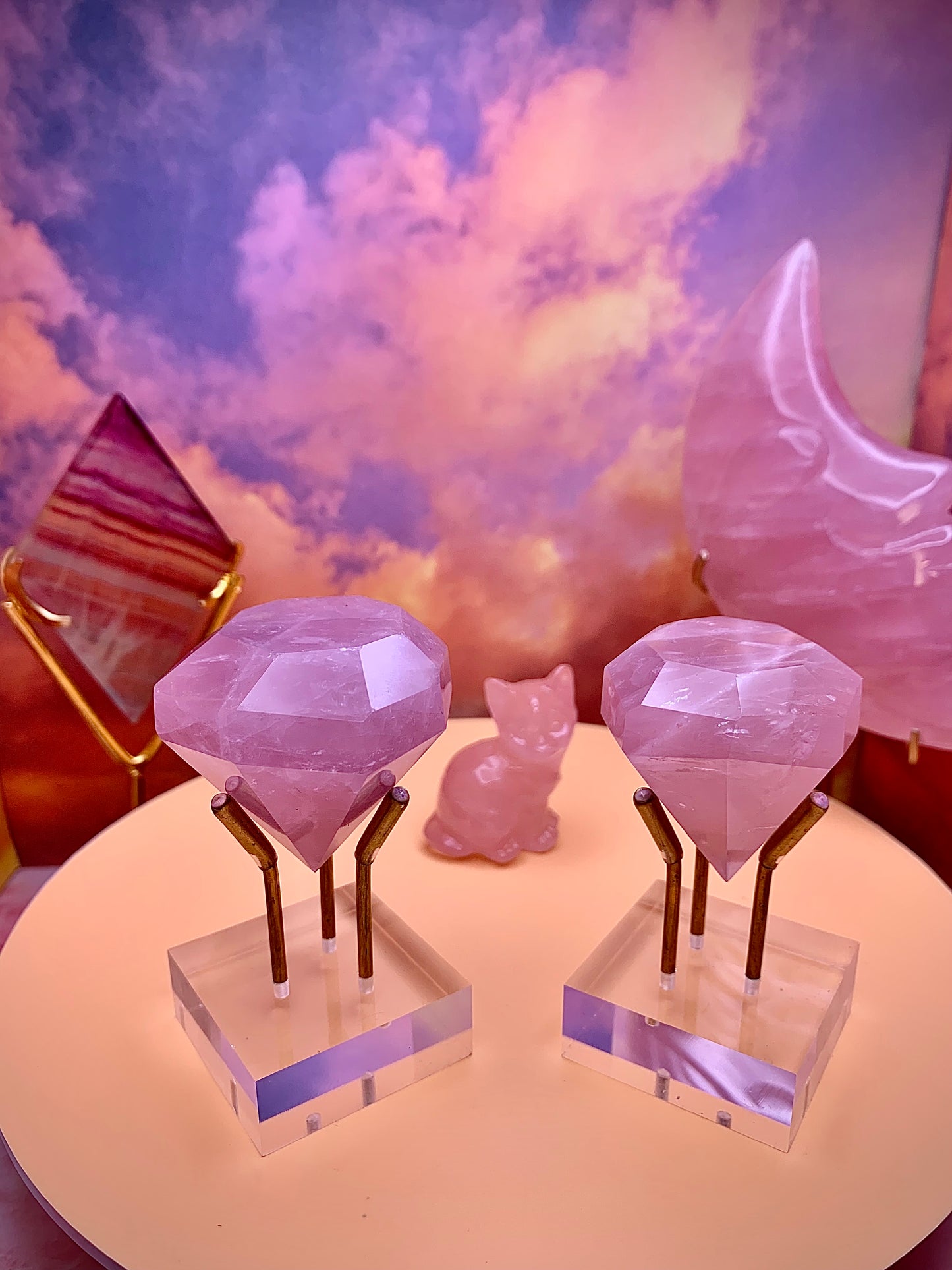 Rose Quartz Diamond ๐ Carving (Large)