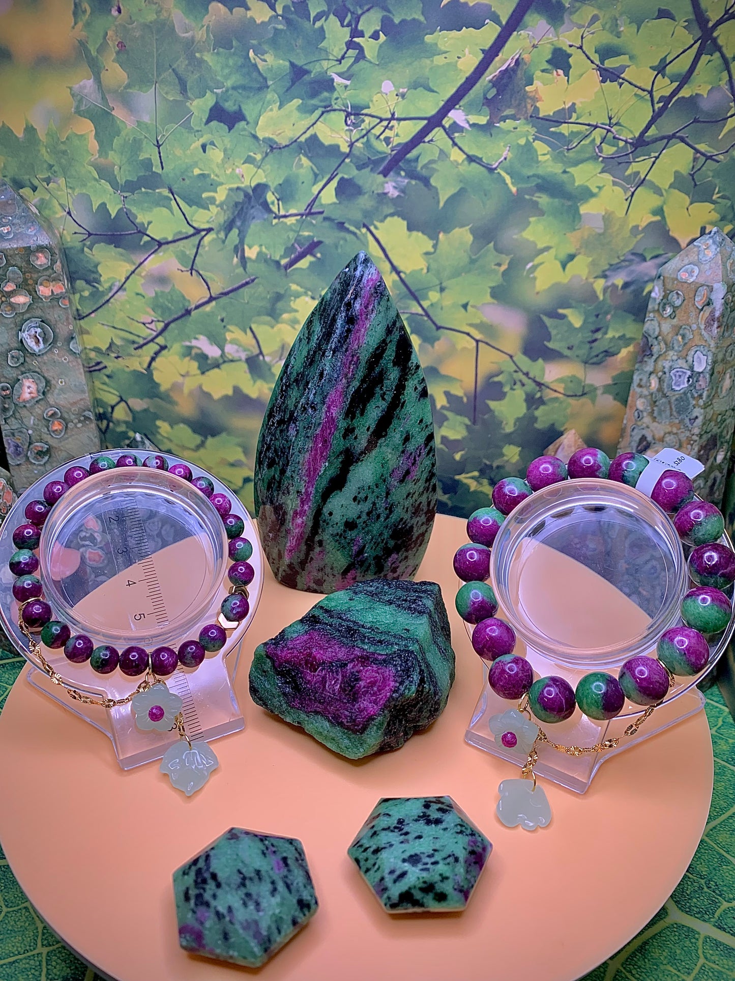 Ruby Zoisite Round Bead Bracelet 7.5 *HQ*