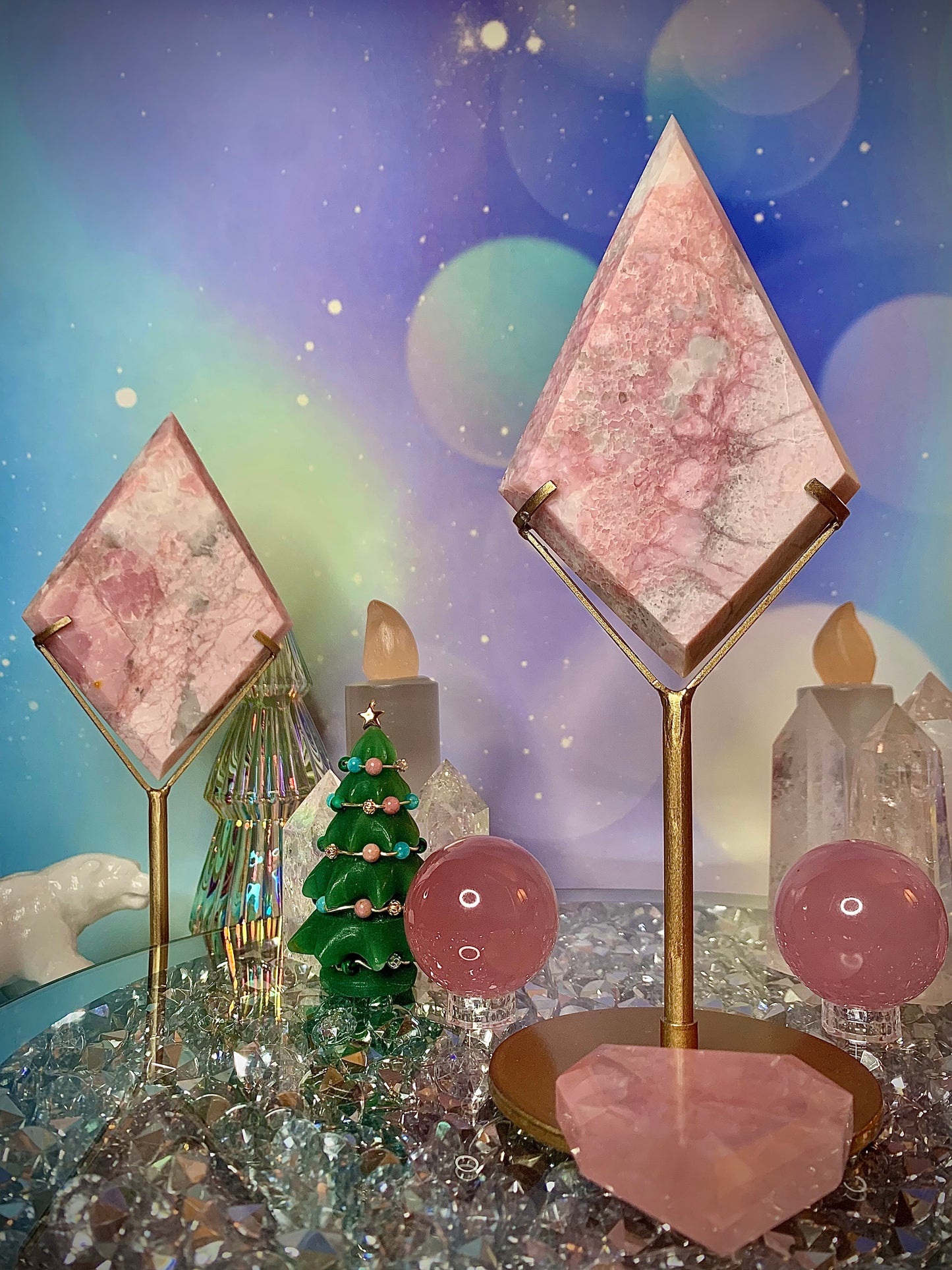 Pink Opal Diamond on Stand